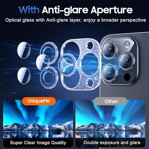Miniatura 272 de UniqueMe [Paquete de 3 protectores de lente de cámara compatibles con iPhone 14 Pro Max/iPhone 14 Pro, vidrio templado, [compatible con fundas]