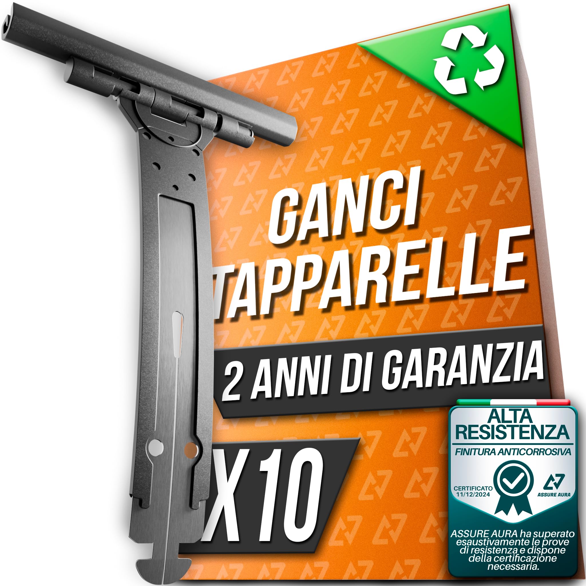 Pack 10 Ganci Tapparella in Plastica Resistente con Rinforzo in Acciaio Zincato – Ricambi per Tapparelle Avvolgibili Manuali in PVC o Alluminio – Facili da Montare – Elevata compatibilità (10)