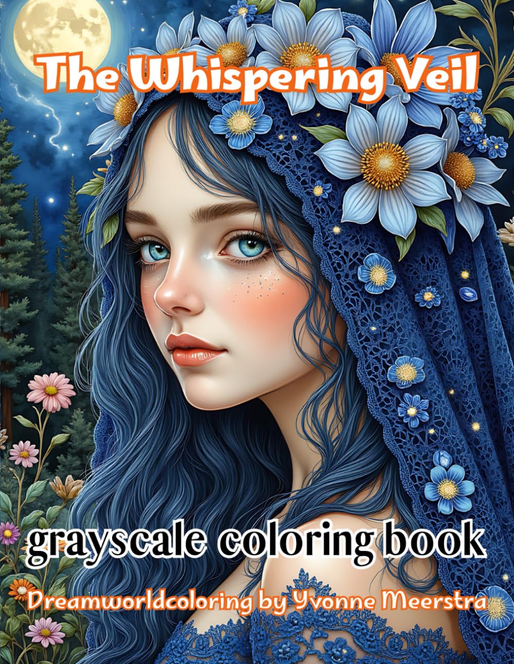 the whispering veil: 71 Mystical Portraits to Color – Where Secrets Bloom Beneath the Veil