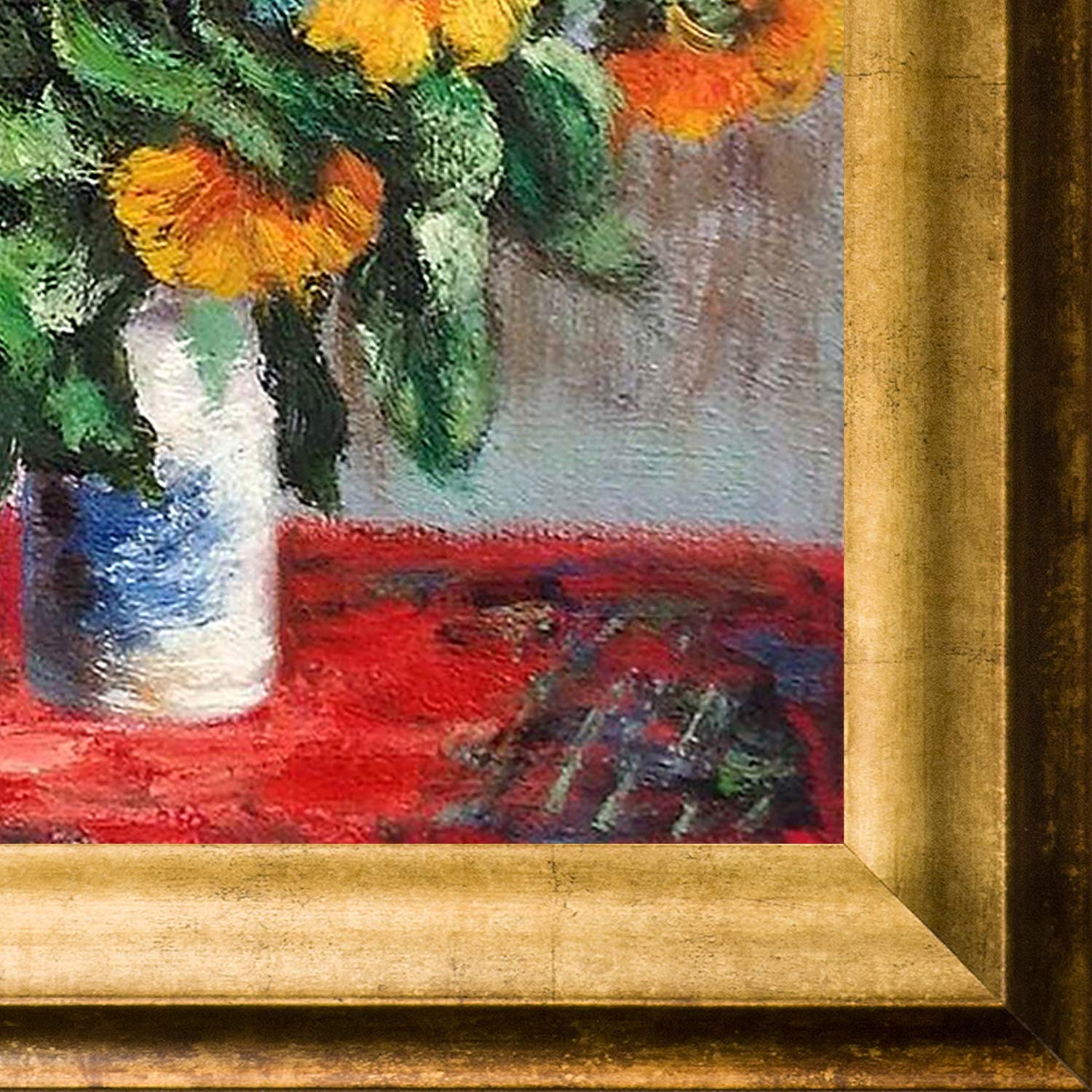 農作業の絵画 金色フレーム Amazon.co.jp: overstockArt Monet Sunflowers with Athenian Gold