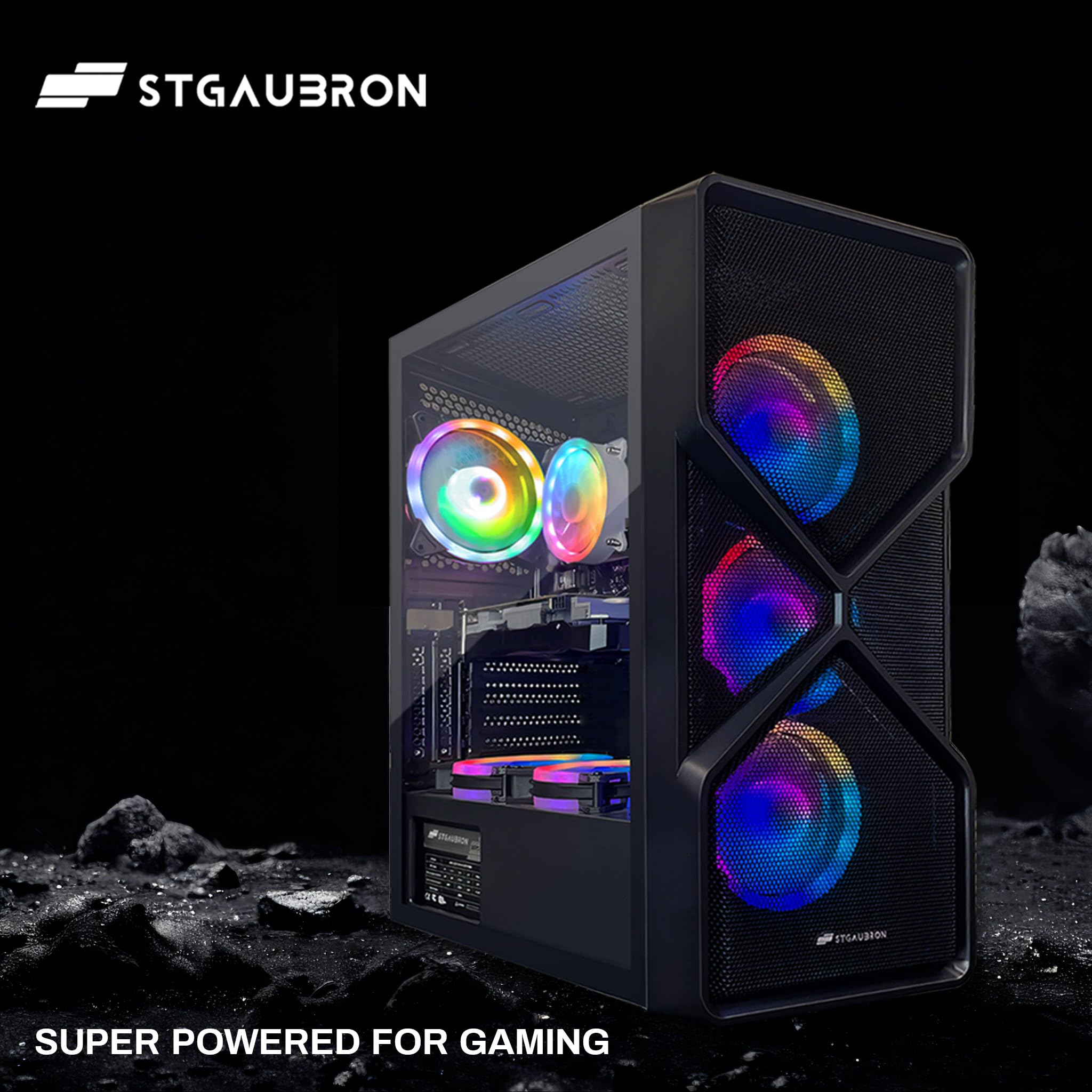 STGAubron Gaming PC Computer Desktop, GeForce RTX 2060 Super 8G, Intel Core I7 8th up to 4.1GHz, 16G DDR4, 1T SSD, WiFi 6 & BT 5.2, RGB Fan x6, Windows 11 Home