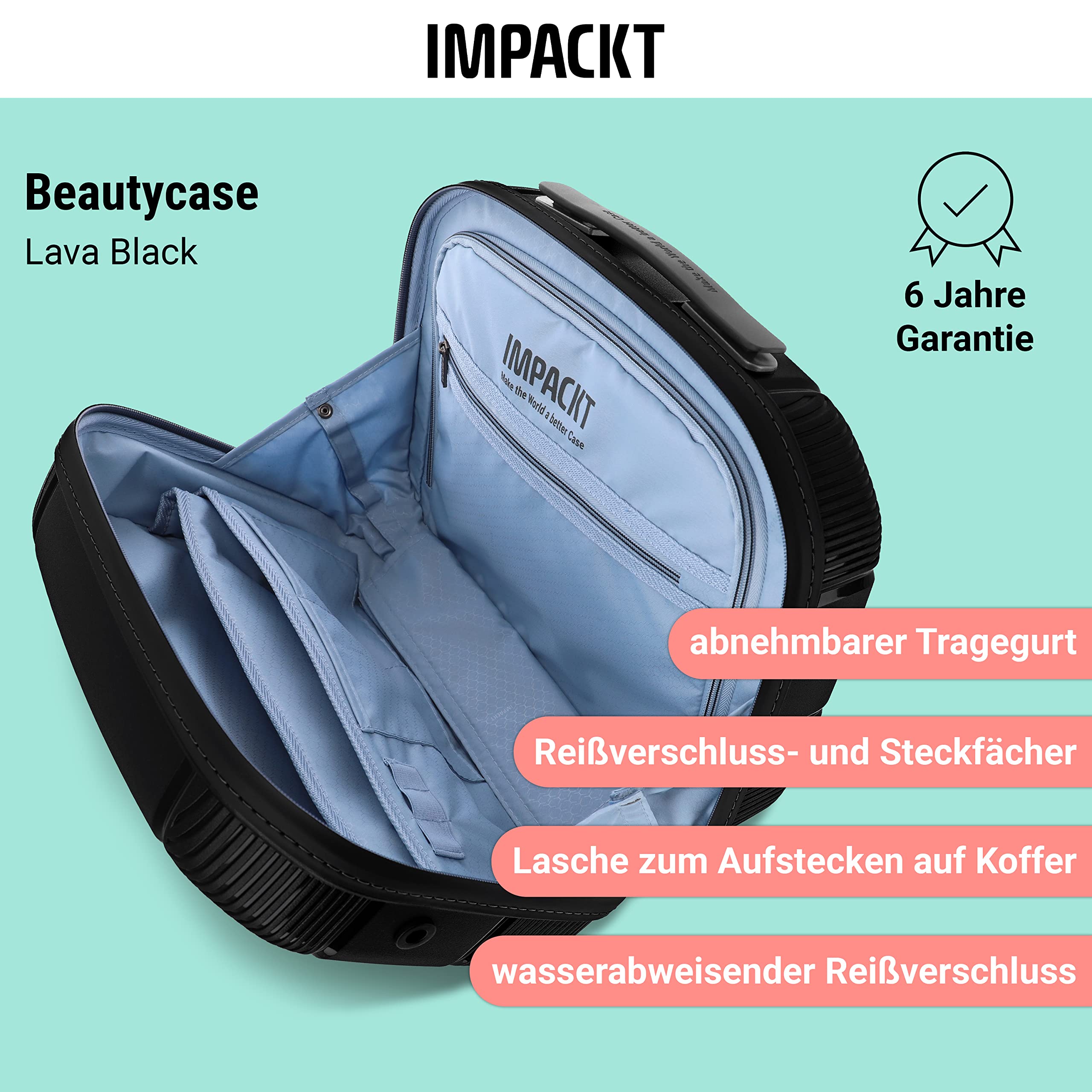 IP1 Handluggage Kosmetiktasche aus recyceltem Material, nachhaltiges Beauty-Case mit Clip-Funktion, 40 cm, 1,5 kg, 22 Liter