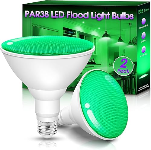 Miniatura 9 de Paquete de 2 bombillas de inundación moradas para exteriores, Par38 bombillas LED moradas no regulables de 15 W (equivalente a 100 W) E26 bombilla