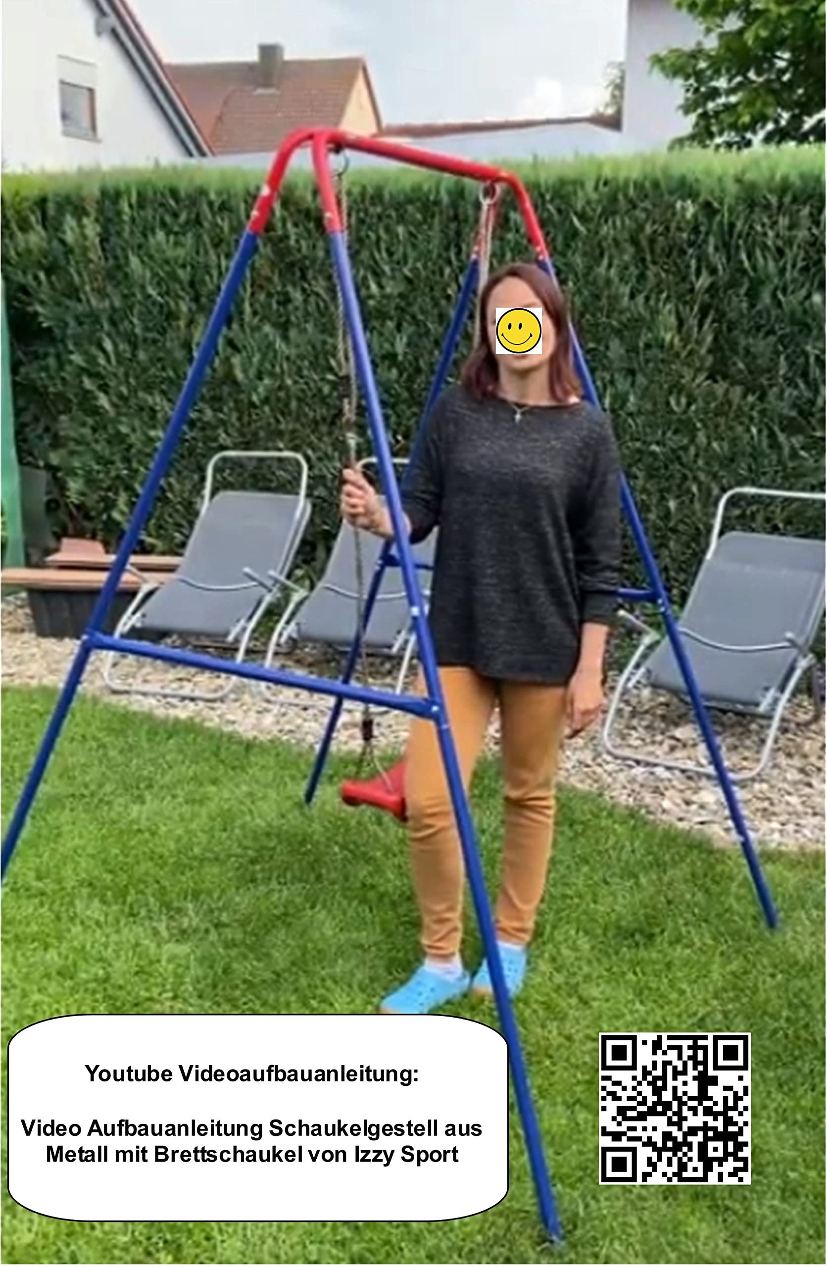 Izzy Schaukelgestell Schaukelgerüst Gartenschaukel Einzelschaukel aus Metall Maße: 152x152x185 cm Tragkraft 50 kg Kinder Garten Outdoor