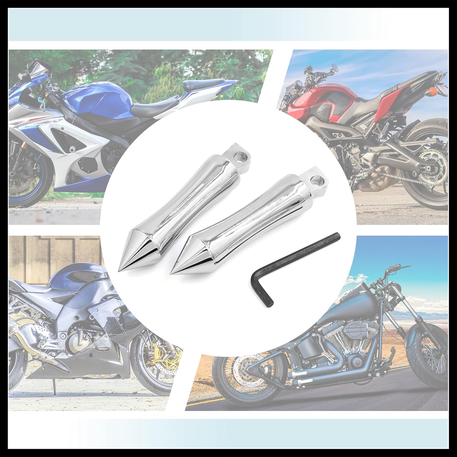 1 Pair 10.35mm Aluminum Alloy Motorcycle Rearsets Rear Set Footrest Footpeg Foot Rest Peg Bike Bicycle Cycling Silver Tone for Harley Davidson Fxsbse Durable Material