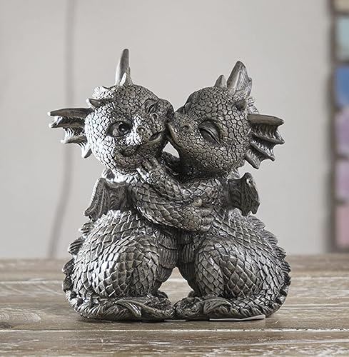 Miniatura 9 de Ebros Gift Mini figura de jardín de romance ardiente para amantes del dragón de cría, acabado de resina de piedra sintética, 4.75 pulgadas de alto,