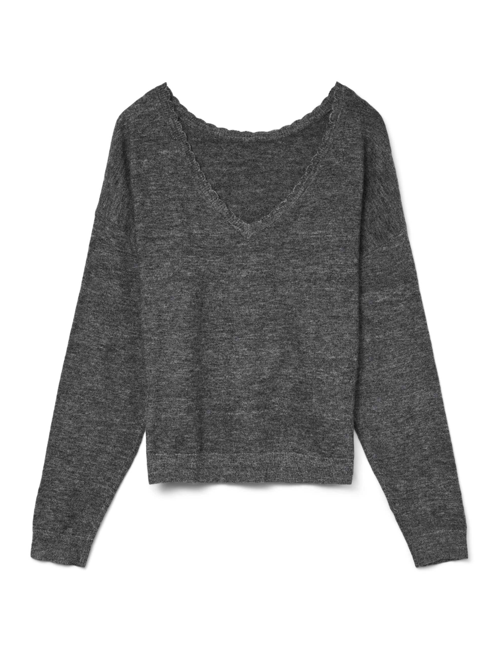 VERO MODA Women's Vmmarina LS 2-Way V-Neck Pullover Noos, Dark Grey Blend, M