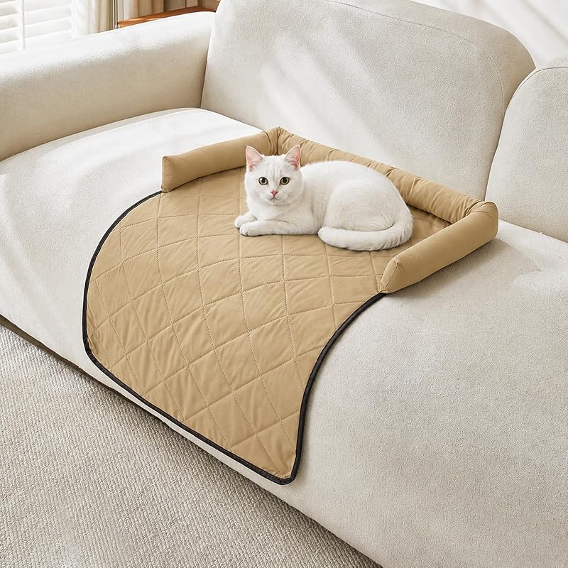 Cama Refrescante para Cães com Apoio para Pescoço e Cabeça Whiskopia, Khaki