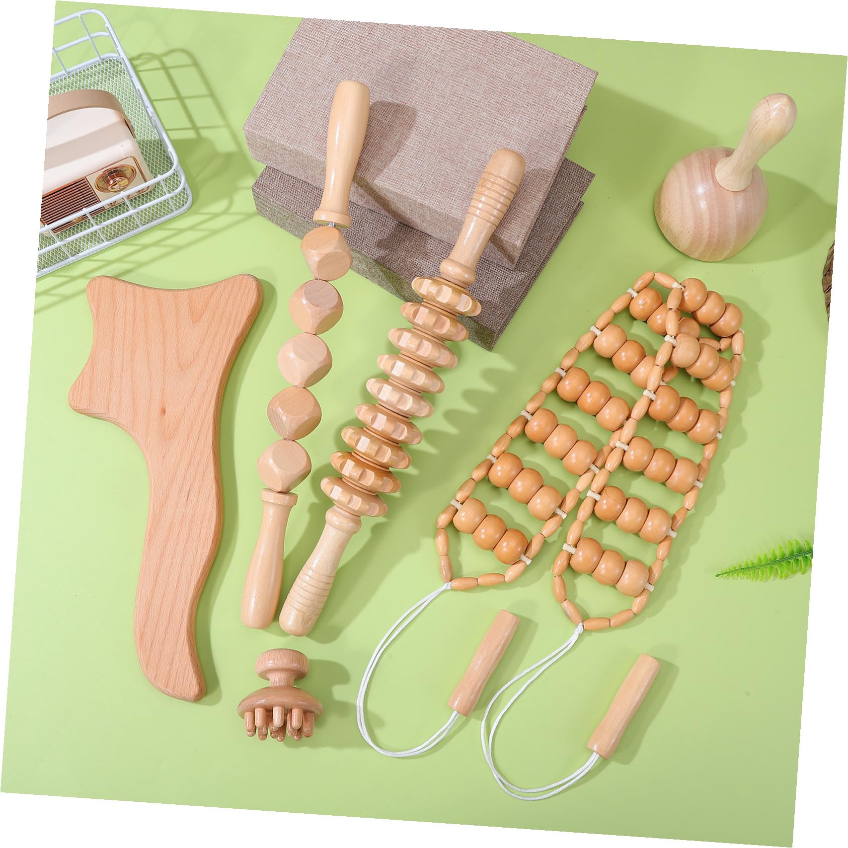 6 Stück Holzmassagegerät Vielseitiges Holztherapie Formungs und Massagerollen für Rücken Nacken Schultern zur Muskelentspannung bei Frauen und Männern