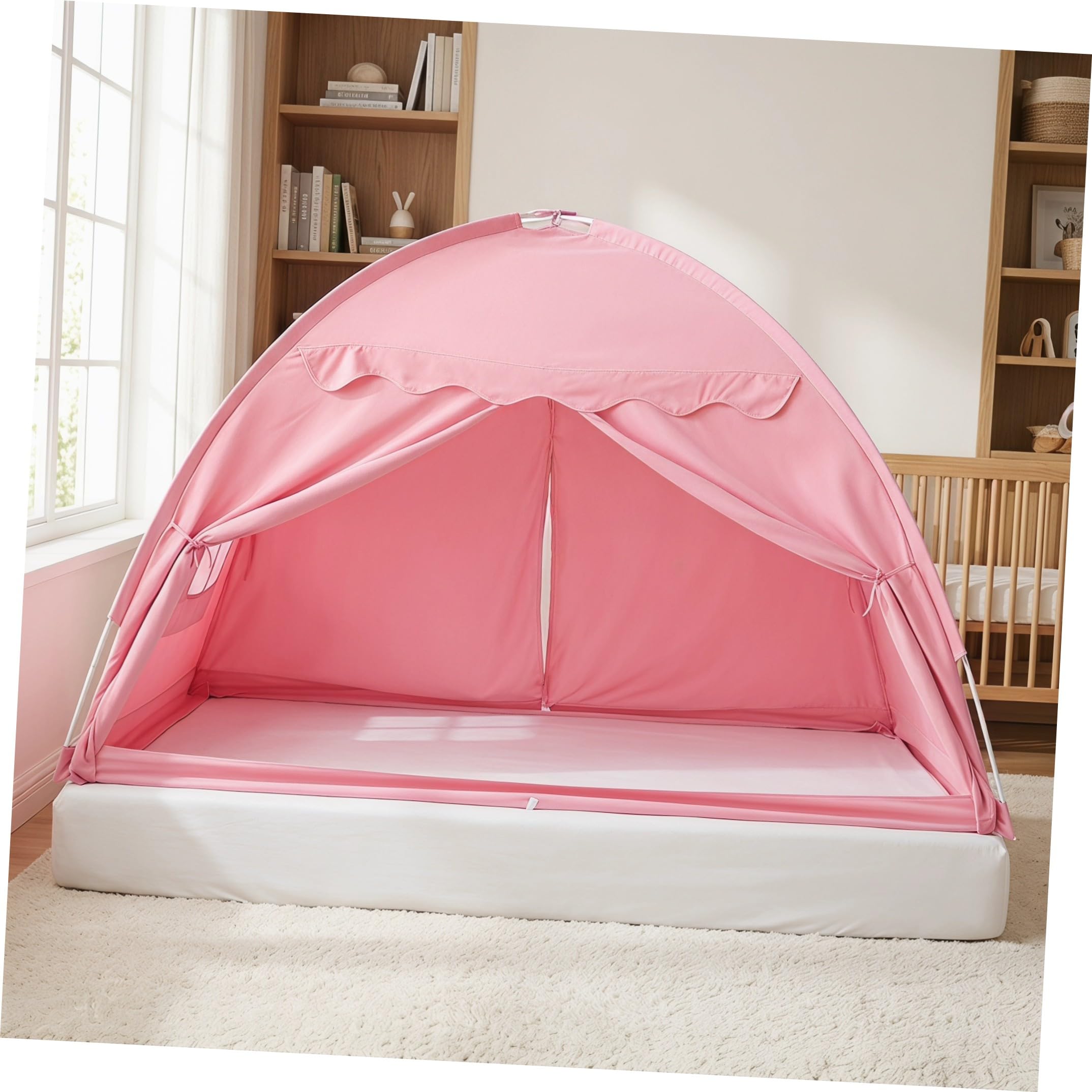 Holibanna Tienda de campaña para y niñas con Dosel, Tienda de Cama Infantil de Interior, casita de Juegos para Dormitorio, Estructura de Acero Resistente, 76'' x 47
