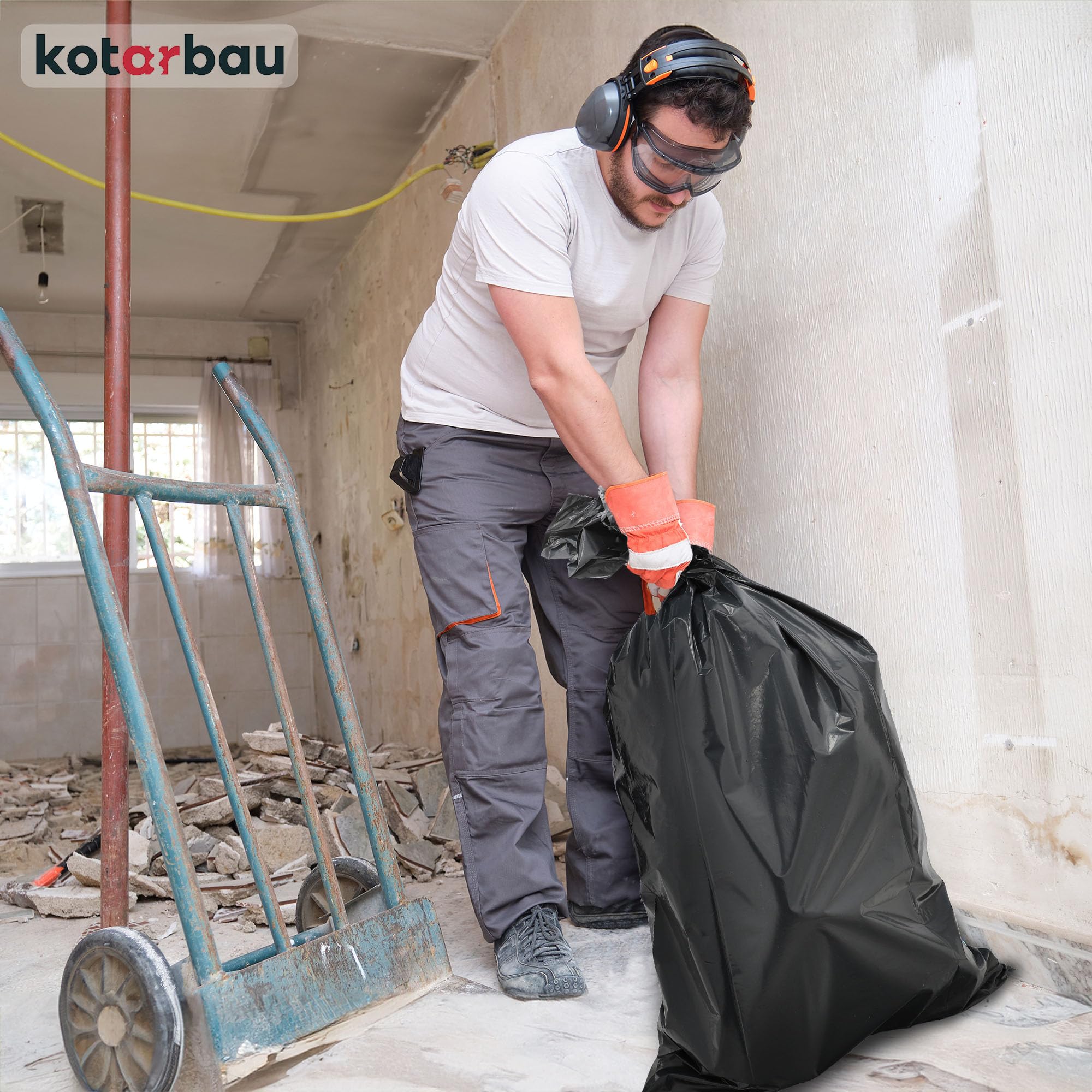 KOTARBAU® 3 x Sac Gravat, Sac A Gravats en Plastique, Chantier 160l 65µm à usages Multiples pour déchets et ordures