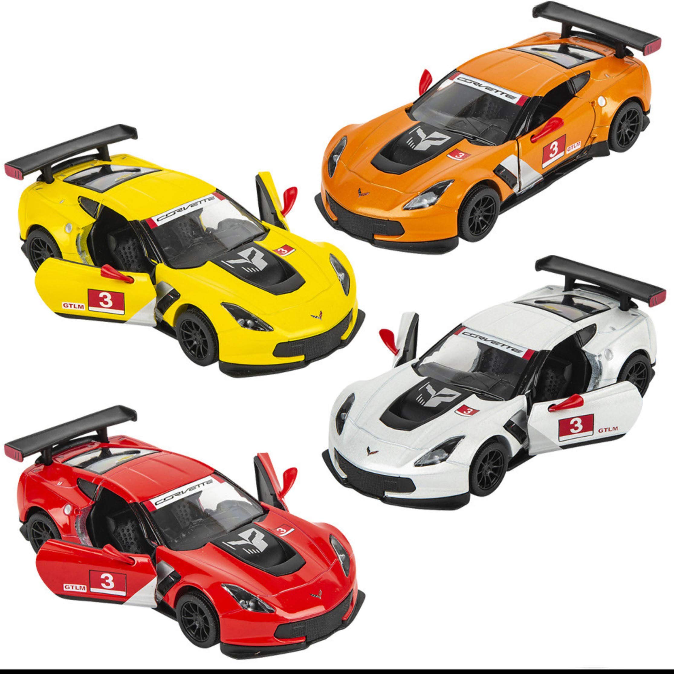 Kinsmart 1:36 Scale Die-Cast Corvette C7.R Race Car with Openable Doors and Pull Back Action 2