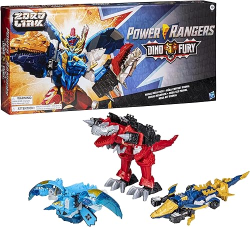 Miniatura 4 de Power Rangers Dino Fury Primal Mega Pack para niños a partir de 4 años T-Rex Champion Zord Mosa Razor Zord sistema de combinación Ptera Freeze Zord