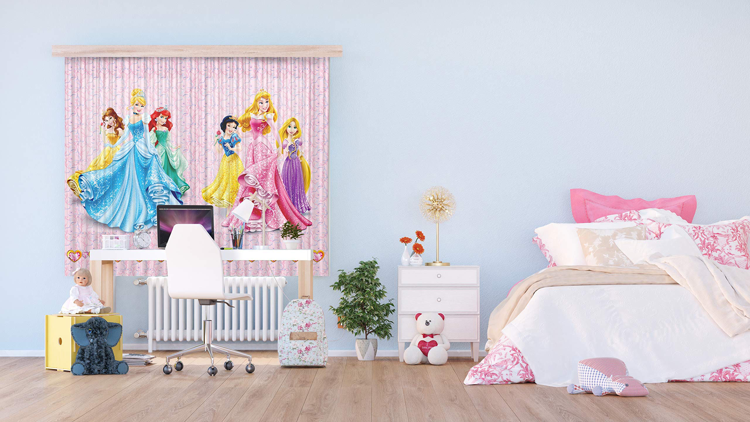 Ag Design Tende - Disney Princesse - Tende per Camera Bambini - Stampa Foto 3D - 180 x 160 cm - 2 Parti - FCSXL 4372