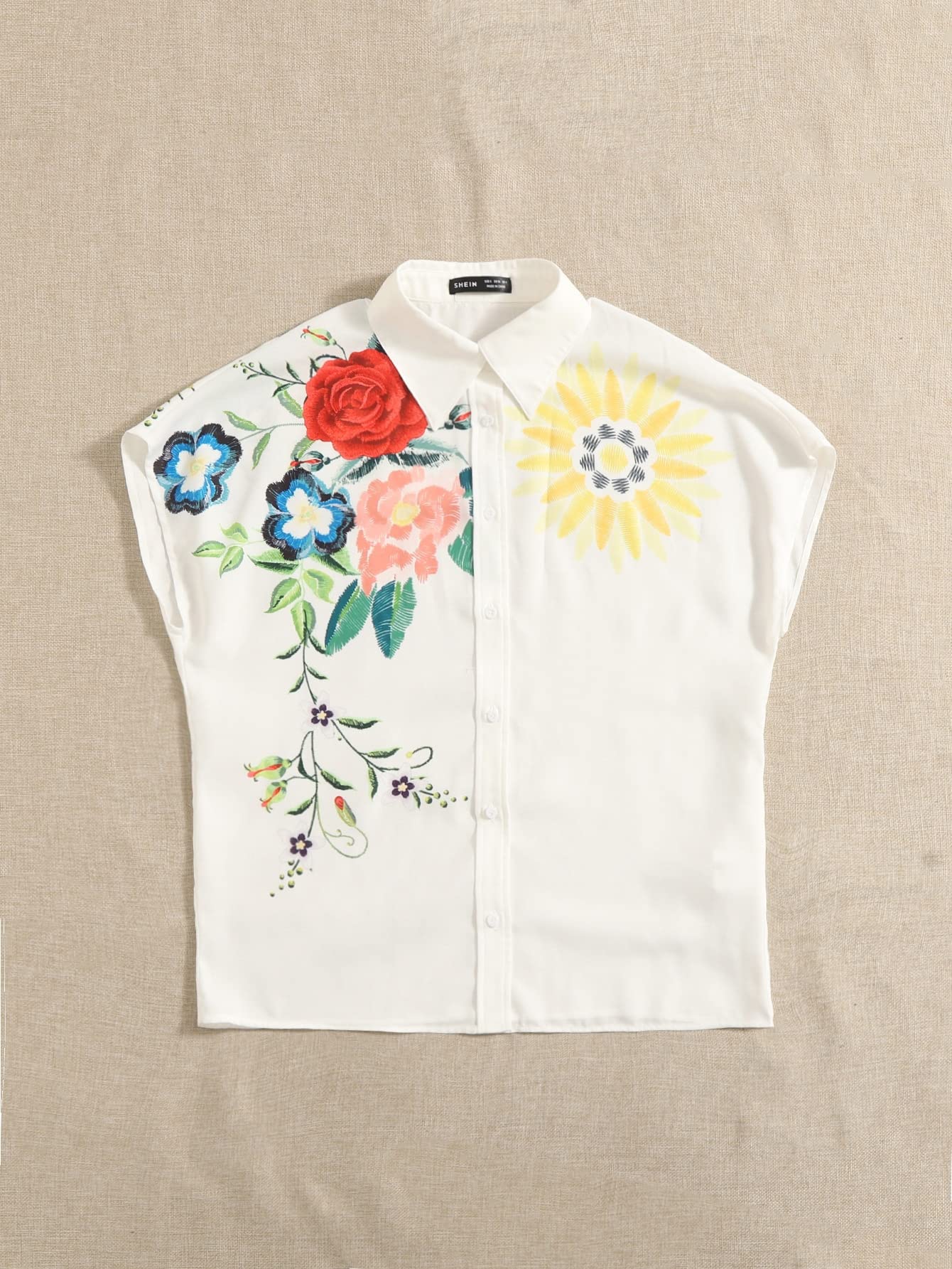T-shirt mignon manches courtes blanc femme taille M imprimé estival