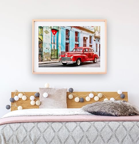 Miniatura 3 de Cuban Art, Retro Car Print, Havana Cuba Print Art Cuban Decor Old Architecture Artwork Auto Poster Red Car Poster Decor Retro Havana Cuba Old