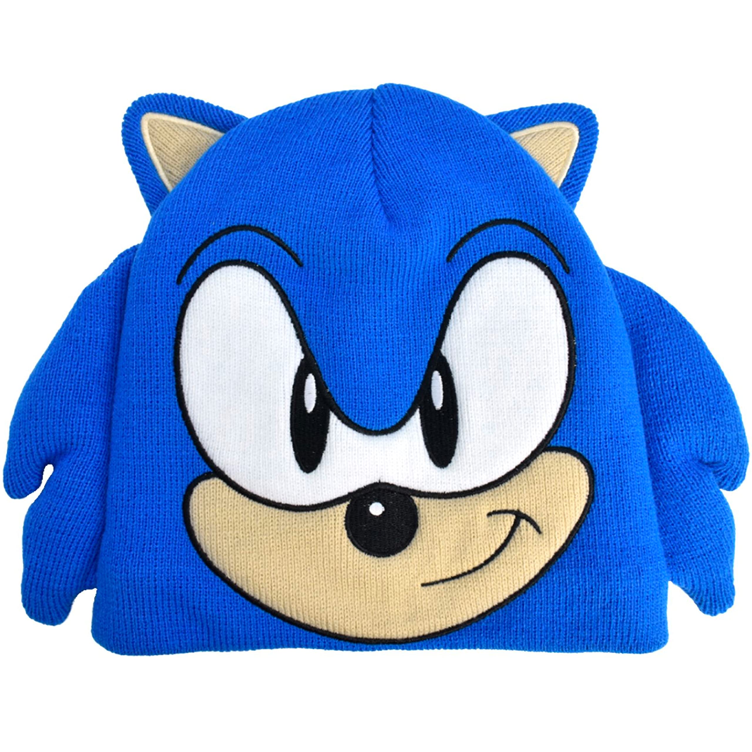 Concept One Men's Sega Sonic The Hedgehog Acrylic Knitted Winter Beanie Hat with Ears and Quills, Royal, One Size
