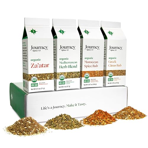 Journey Spice Co. - Condimentos orgánicos orgánicos gourmet | Juego de regalo de especias y condimentos orgánicos | Condimento griego | Condimento