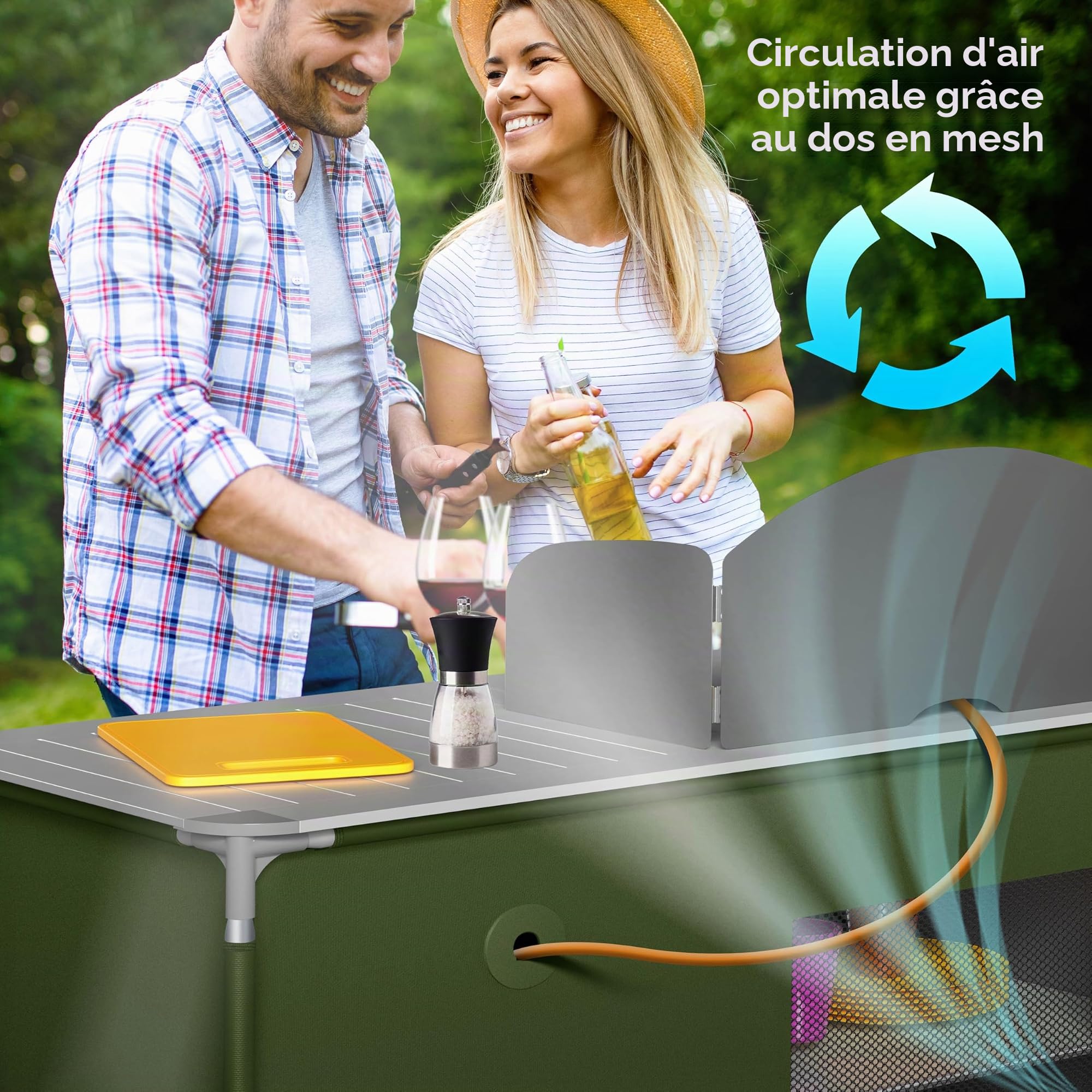 KESSER® Cuisine de camping | Avec sac de transport et set de tasses | Armoire de camping pliable | avec cadre en aluminium | Cuisine de voyage | Boîte de cuisine | Armoire de tente | Cuisine de