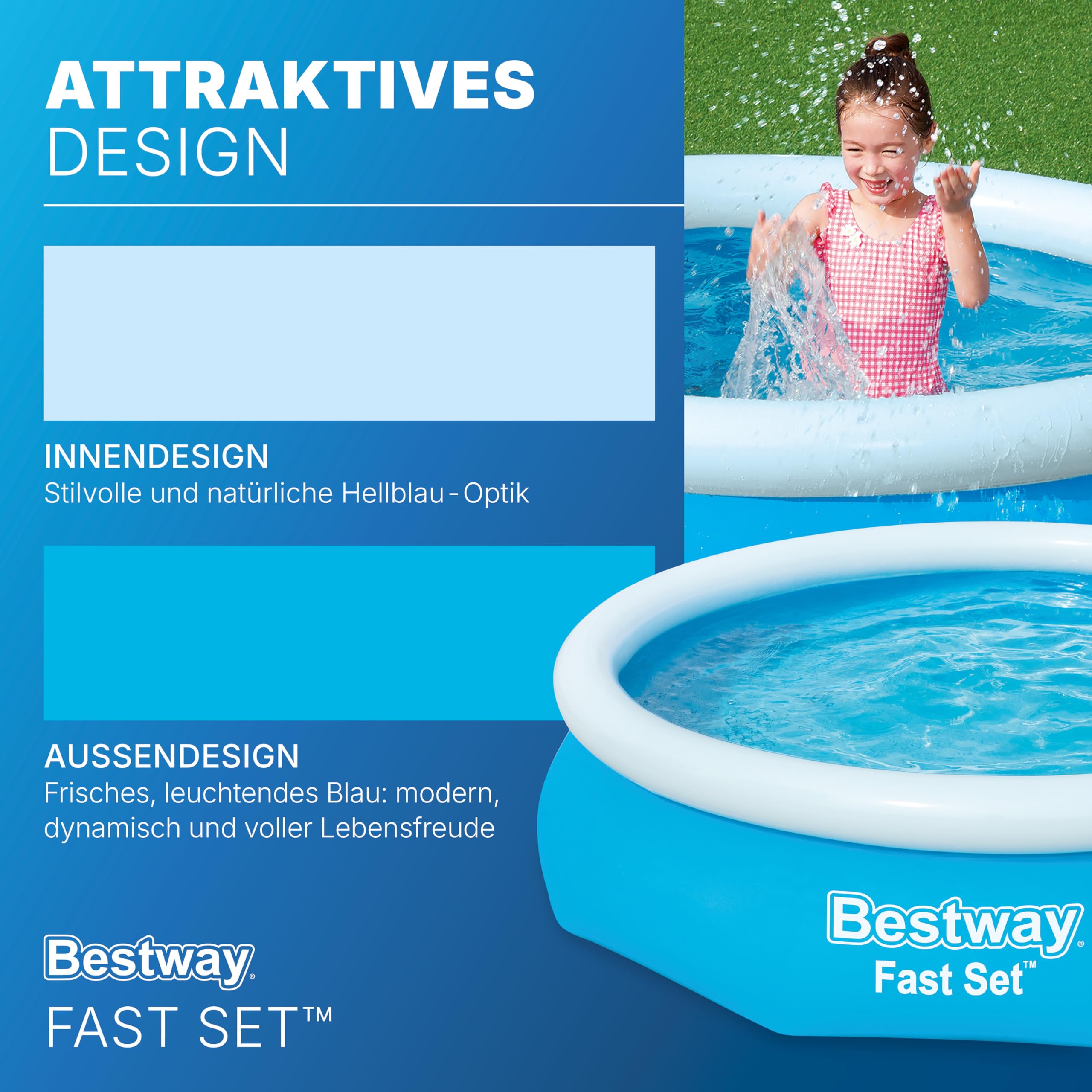 BESTWAY Fast Set Pool Set 305x76 cm, mit Filterpumpe