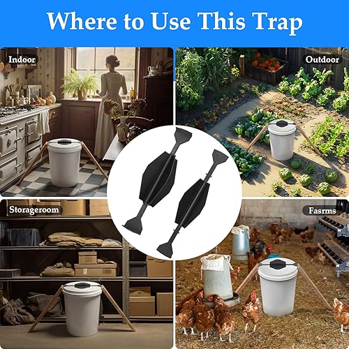 Miniatura 7 de Paquete de 2 trampas para ratones, volteo de reinicio automático, ajuste universal para la mayoría de tamaños de cubo, trampa reutilizable para