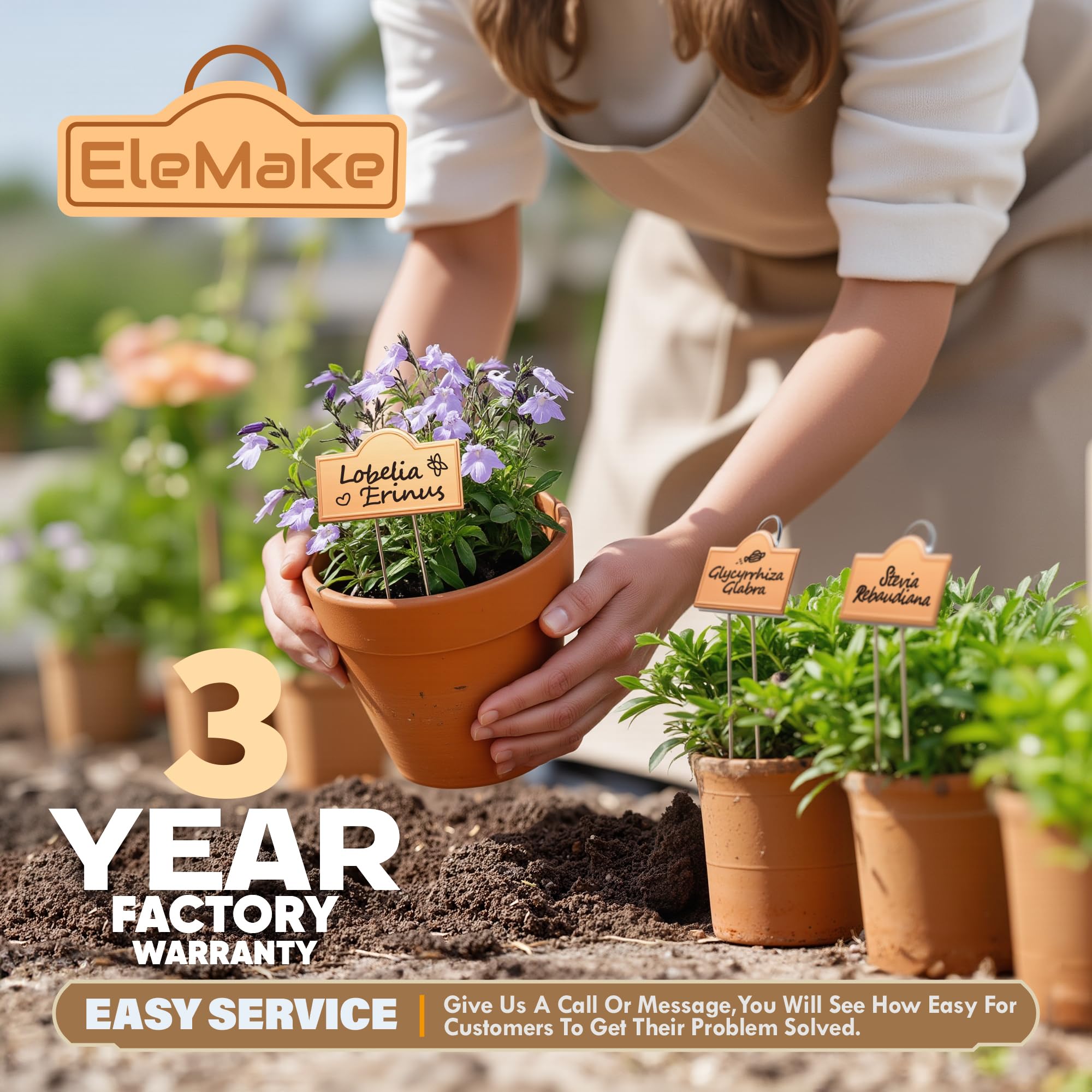 Lot de 25 étiquettes de plantes en métal résistant aux intempéries SS304 en acier inoxydable pour plantes, légumes, herbes, semis, fleurs avec un stylo, hauteur 27 cm, zone d'étiquette 9 x 3,5 cm