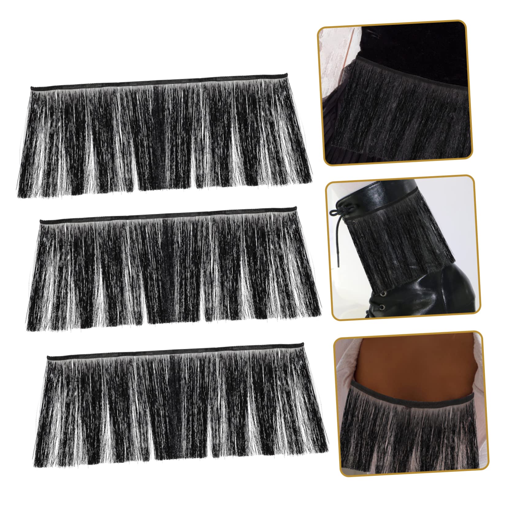 Dekorative Fransenborte aus Pet Kunststoff 20cm Schwarz für Bastelarbeiten