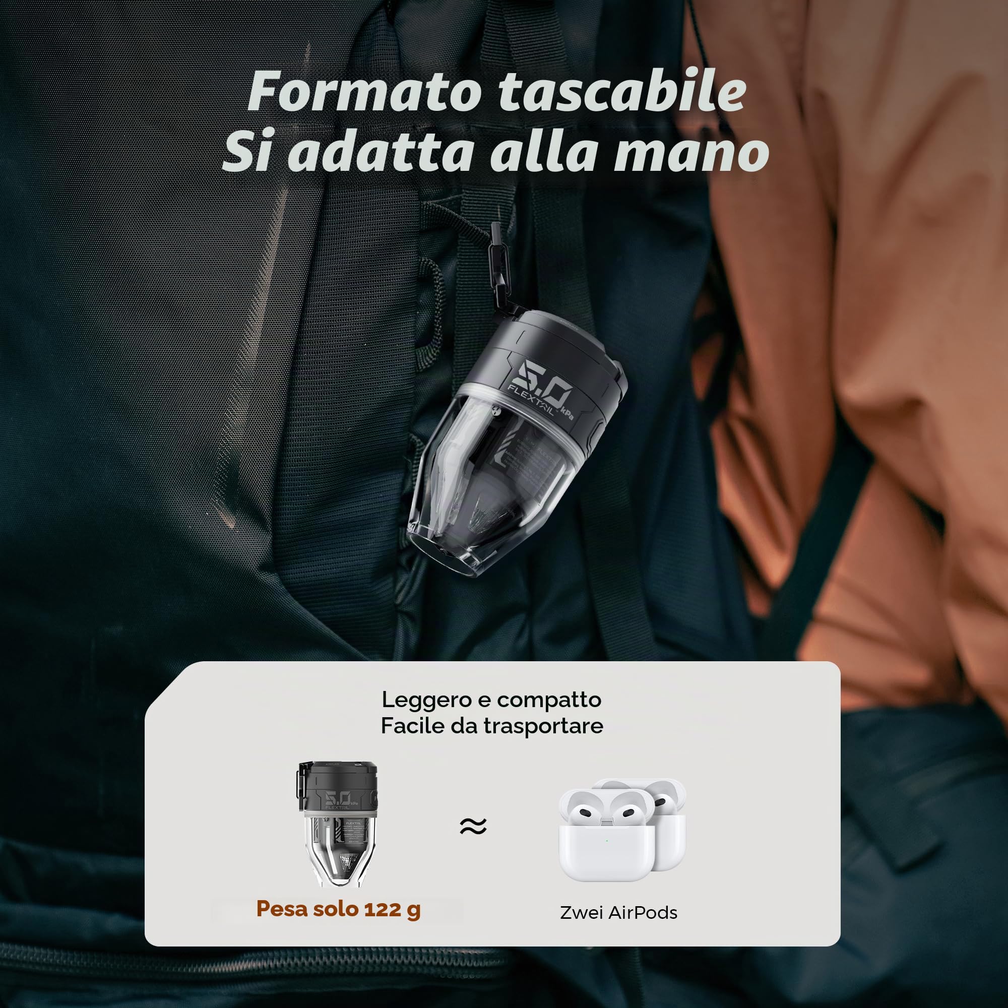 FLEXTAILGEAR Max Pump 3 - Pompa ad aria portatile, 5,0 kPa, leggera, ricarica USB per gonfiare e sgonfiare gli aiuti per il nuoto, materassi ad aria e giubbotti di salvataggio