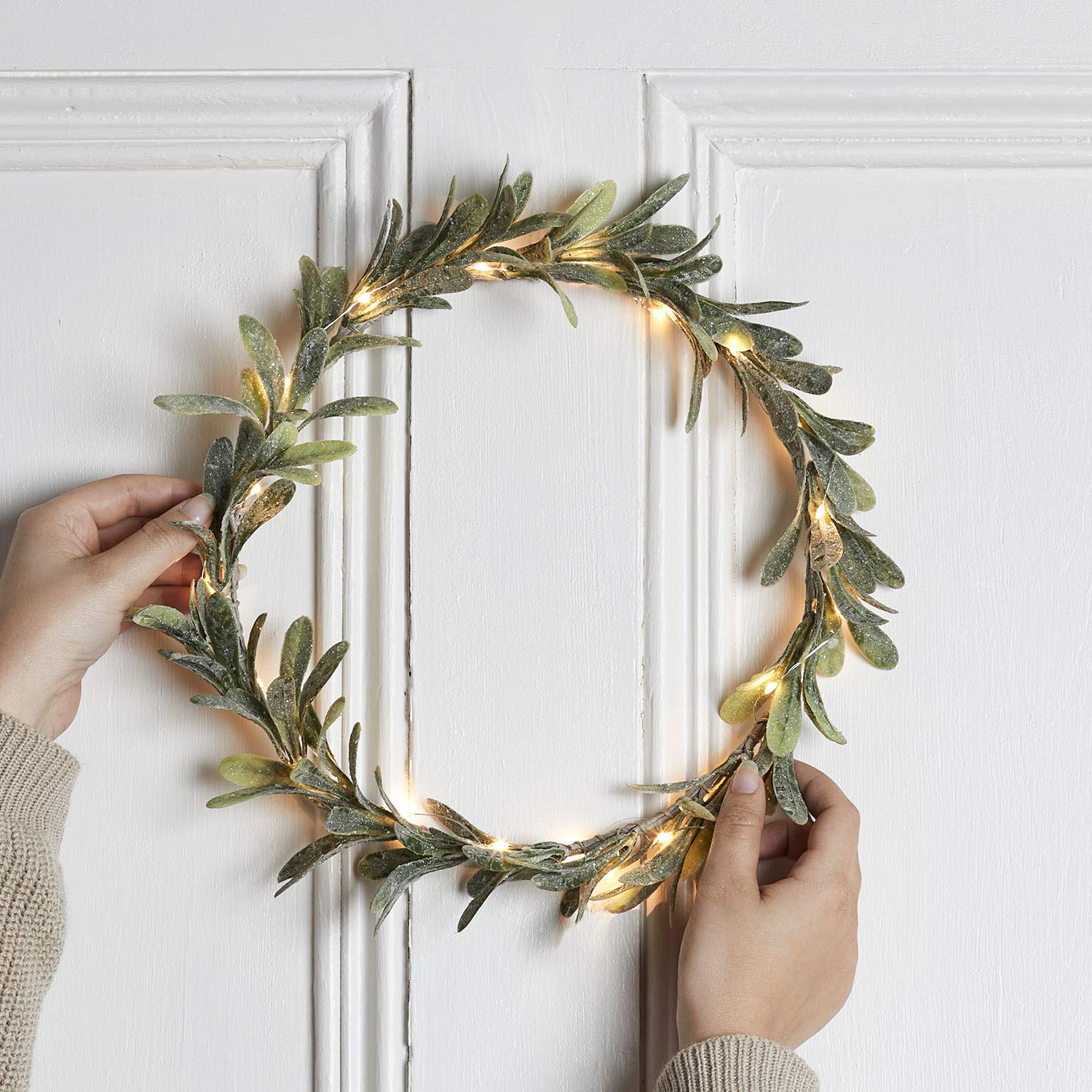 Couronne Décorative Automne Et Hiver 40 Cm - Feuillage Artificiel Réaliste - Décoration De Porte Ou De Table - Tons Marron Et Vert
