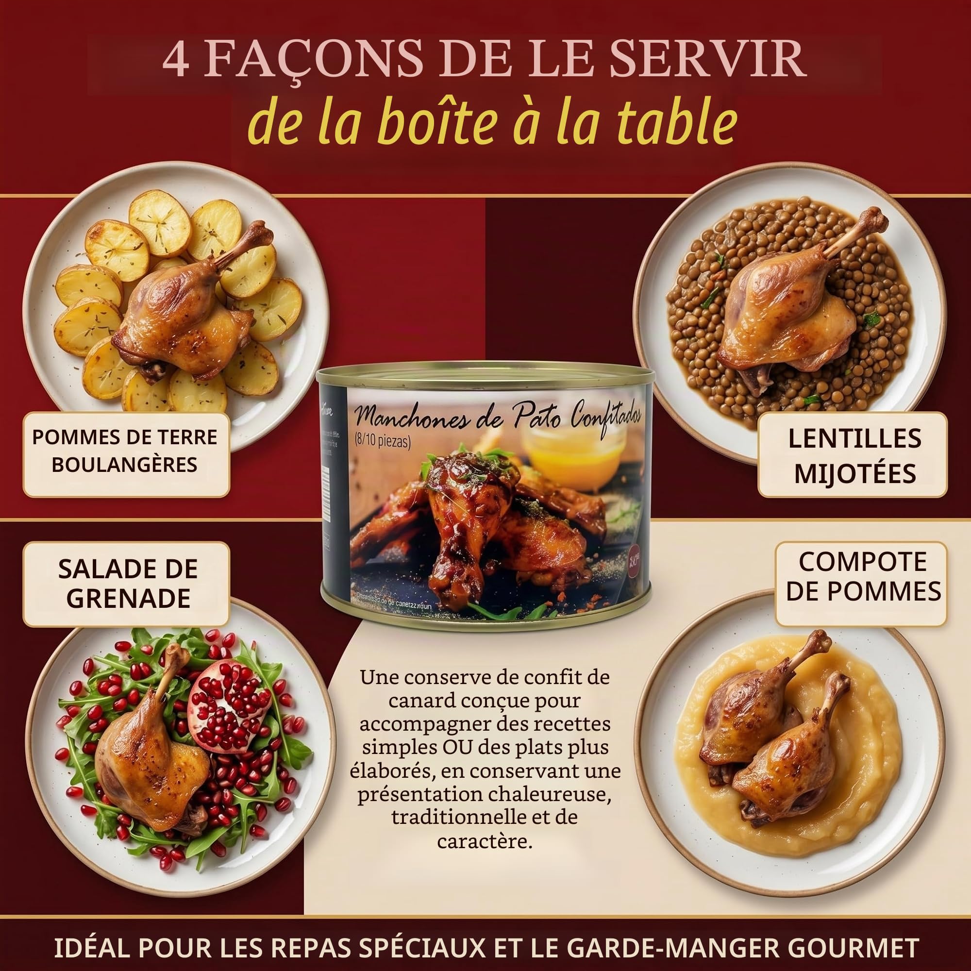 Confit De Canard 8/10 Manchons De Canard Confit Polgri 1350 grs.