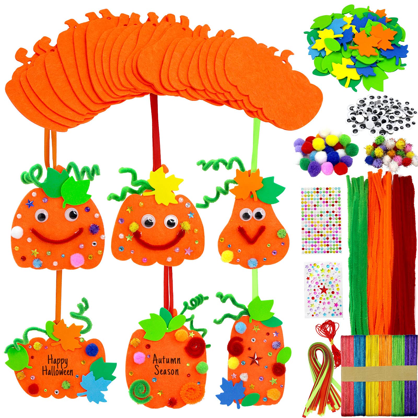 30 Set Halloween Crafts for Kids Foam Pumpkin for Crafts Decorations Fall Crafts for Kids Halloween Thanksgiving Art Craft Decorations