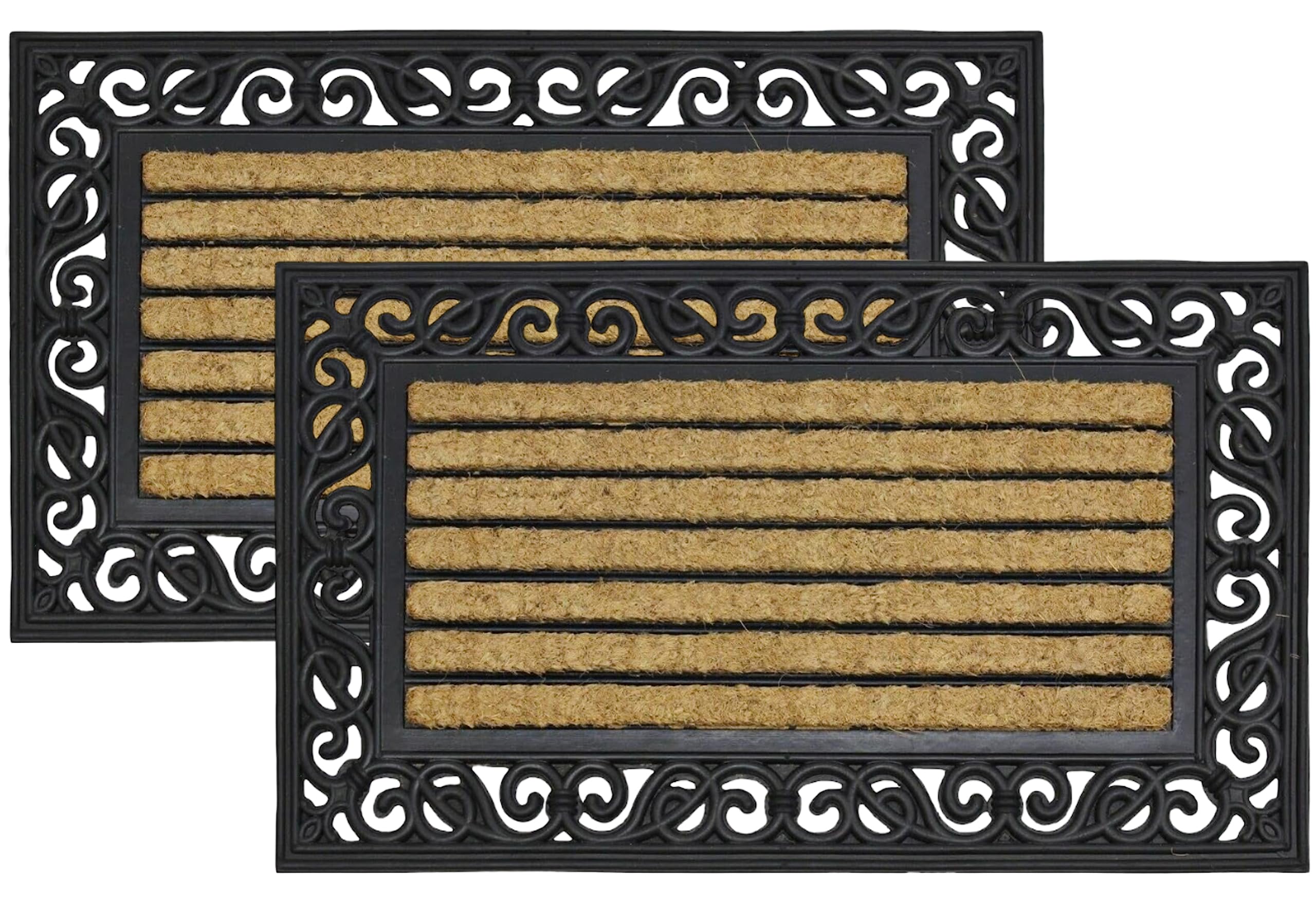 VL Door Mat 45x75cm, Heavy Duty Coir Door Mats Outdoor with Anti-Slip Rubber Back – Outdoor Mat That Scrapes Mud, Catches Dirt & Keeps Entryways Tidy – Ideal for Garden, Garage & Patio (Pack of 2)