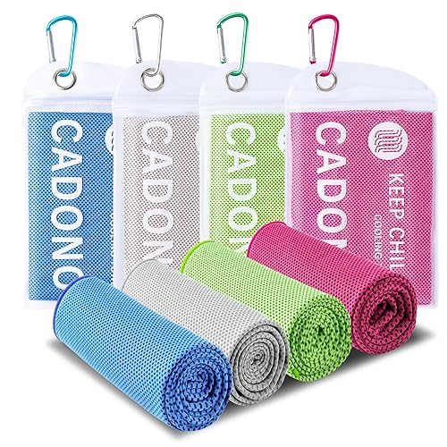 CADONO 4 Pack Cooling Towel (40"x12"), Soft Breathable Chilly Towel,