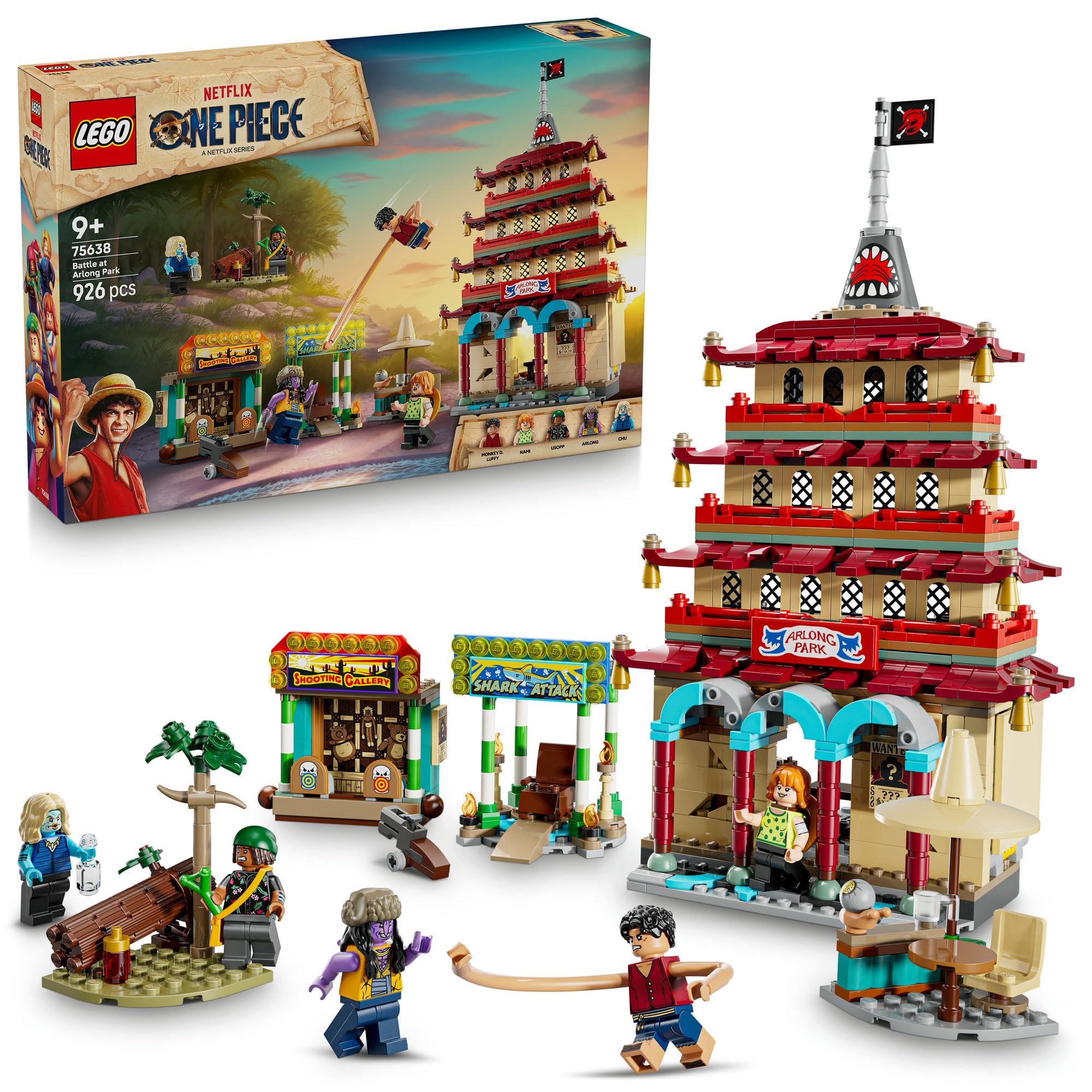 LEGO® ONE Piece Battle at Arlong Park 75638 Interactive Pirate Toy Building Set, Collectible Anime Toy for Kids, Imaginative Action with Popular Minifigures, Adventure Playset for Boys and Girls