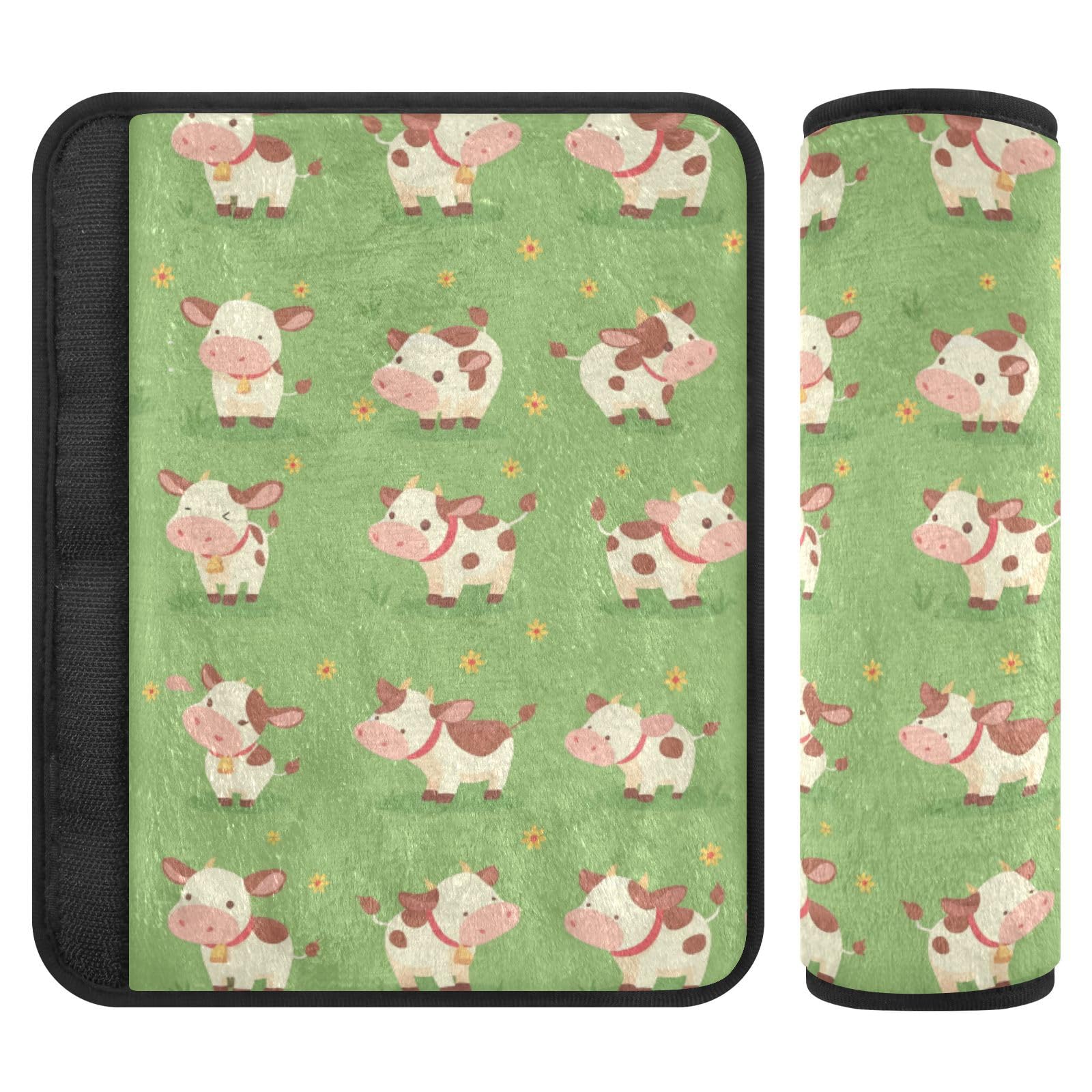 Seat Belt Covers 2 Pack Cute Baby Cow Car Seat Strap Covers Super Soft Cartoon Car Seat Neck Cover for Boys Girls Adults Babies S