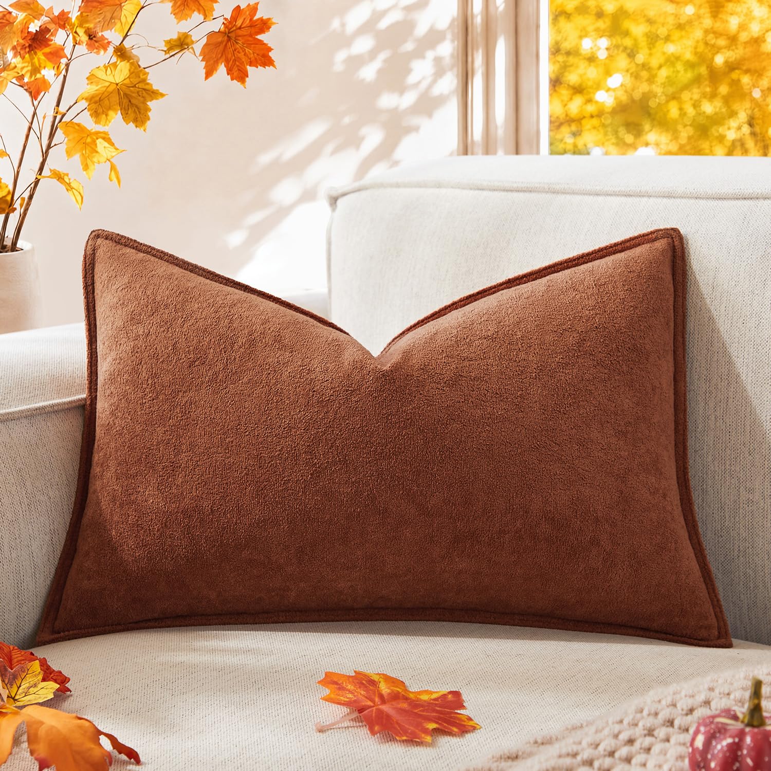 Photo 1 of Kevin Textile Waterproof Lumbar Pillow Cover 12"x24" - Rust