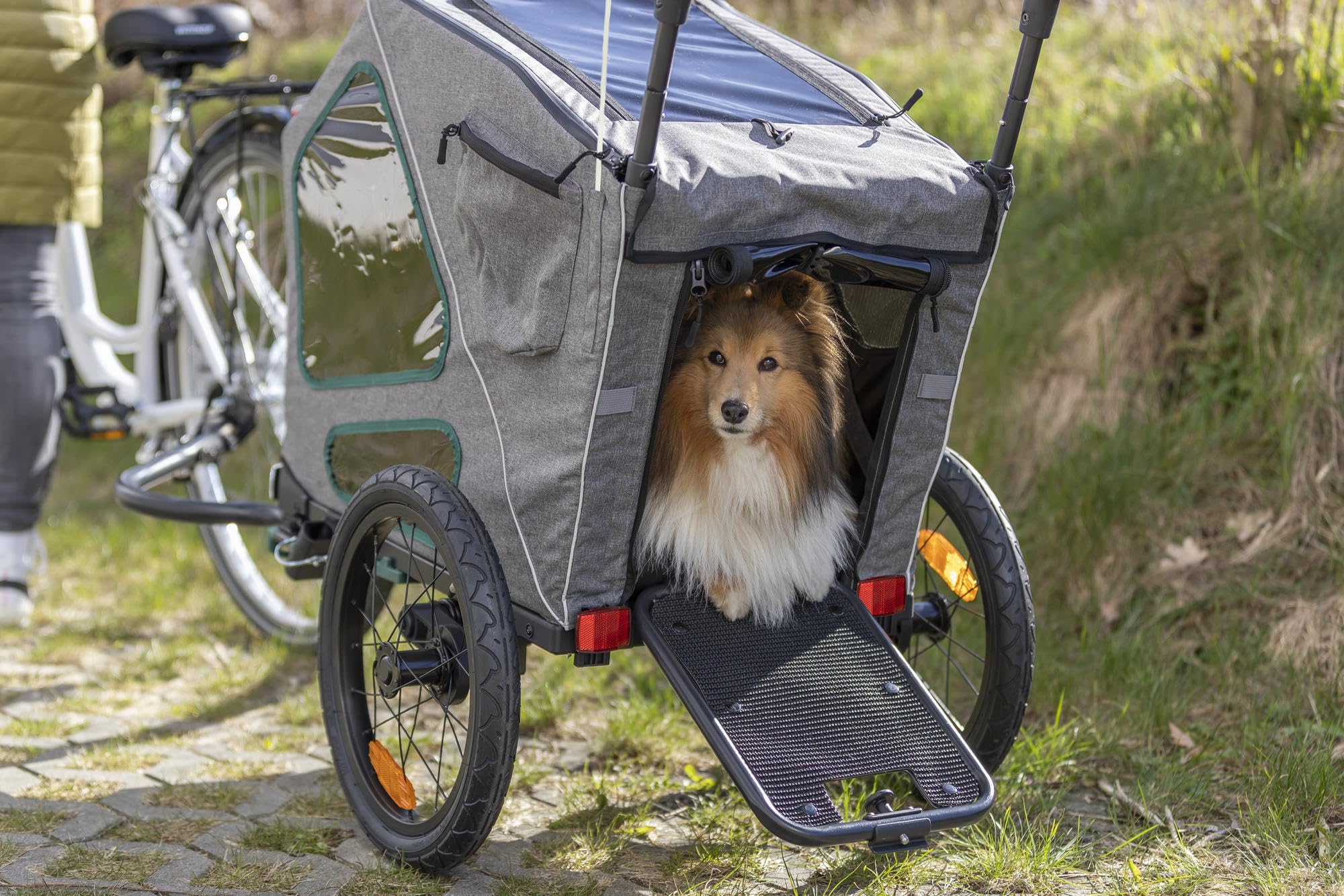 TRIXIE "Rimorchio per Bicicletta, L: 80 × 103 × 98/147 cm, Grigio/Salvia fino a 45 kg - 12804