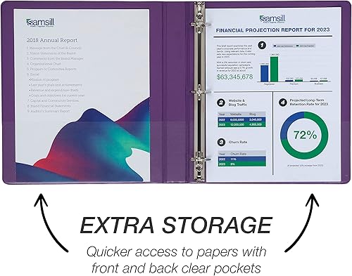 Vista 242 de Samsill Carpeta duradera de 1.5 pulgadas, fabricada en los Estados Unidos, carpeta de anillos en D, carpeta transparente personalizable, surtido