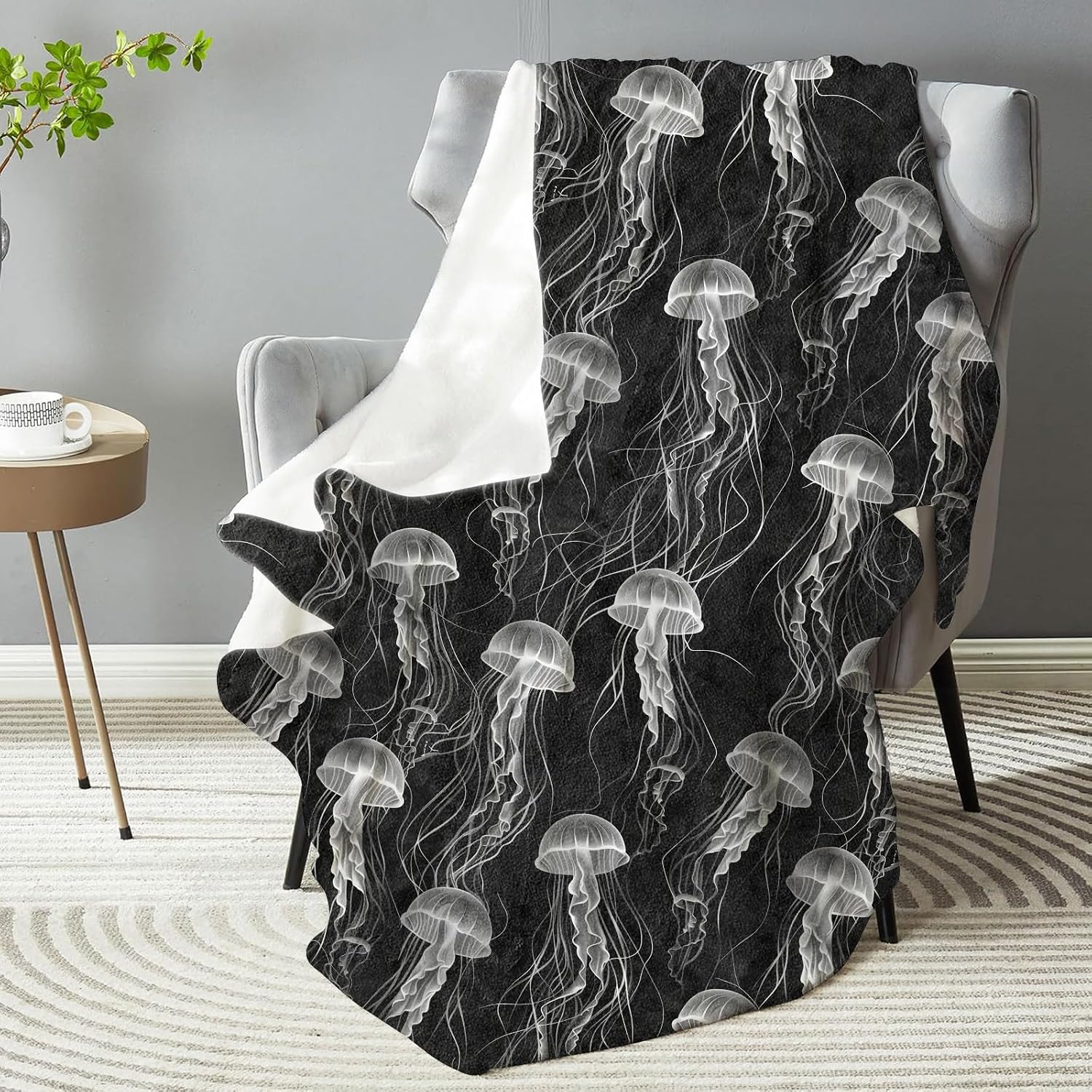 Funny Jellyfish Throw Blanket - Plush, Soft, Comfy, Lightweight, Warm, Fuzzy, Flannel Blanket for Couch, Sofa, Bed, Travel, Office,Home Decor for Everyone 50''×60''