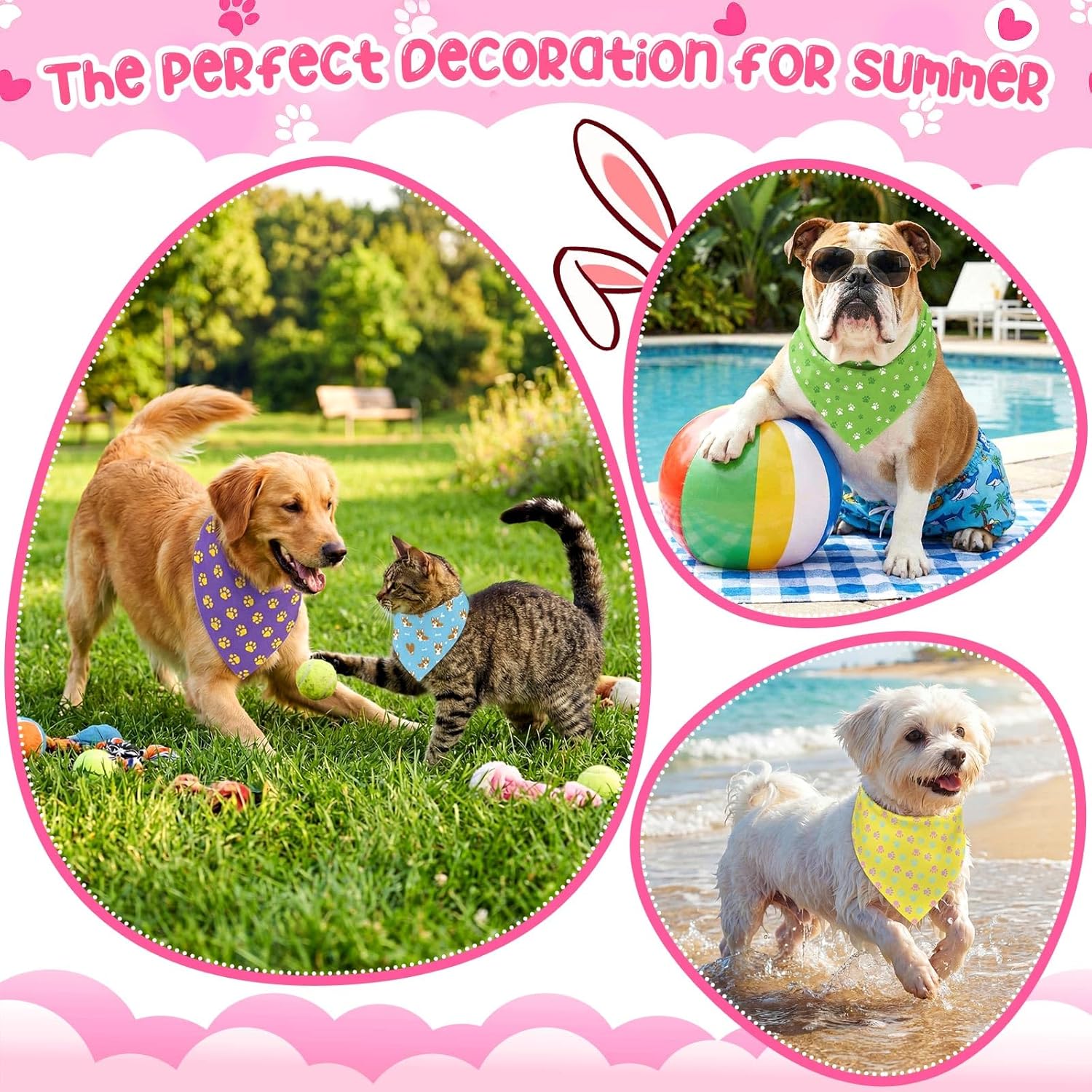 72 Pcs Dog Bandanas Bulk Paw Bandanas for Dogs Adjustable Washable Pet Triangle Scarf Soft Kerchief Bib for Holiday Pet Costume Accessories