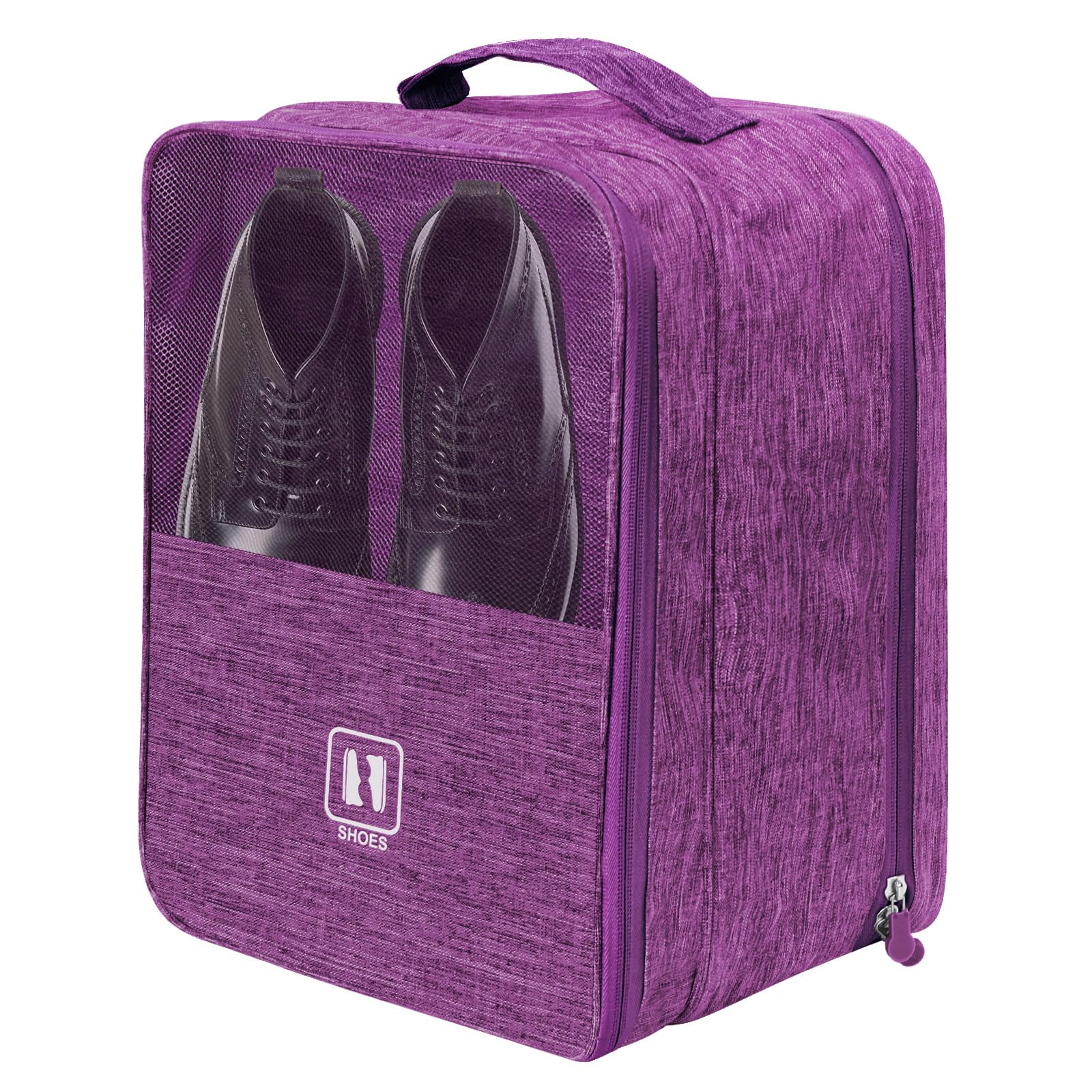 Large Shoe Bags for Travel, Shoe Travel Bag Holds 3 Pairs of Shoes, Travel Shoe Bags for Packing in Suitcase, Portable Dance Shoe Storage Pouch, Shoe Organizer, Sneaker Storage Bag(Purple)