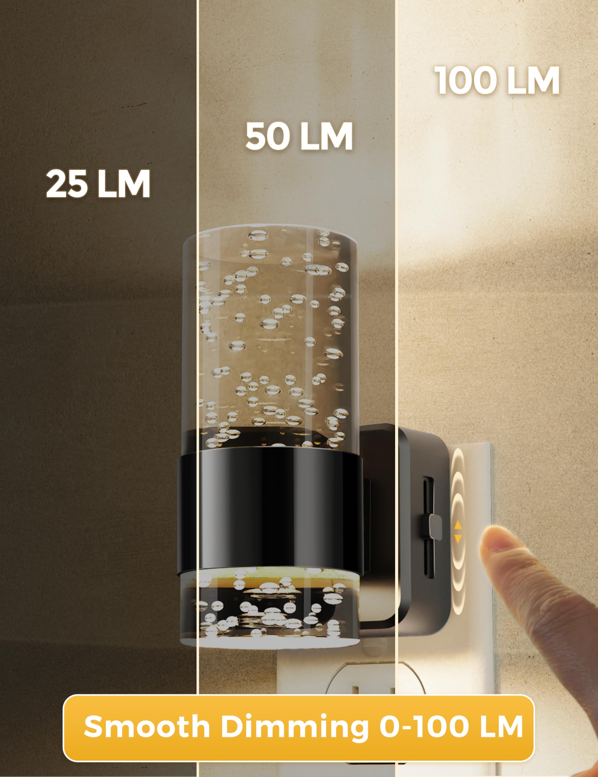 L LOHAS LED Nachtlicht, dimmbare Nachtlichter zum Einstecken in die Wand | Acryl-Nachtlichter, 0–100 lm, einstellbare Helligkeit, 3000 K Stecker-Nachtlicht, Dämmerungssensor, Badezimmer, Flur, 2 Stück