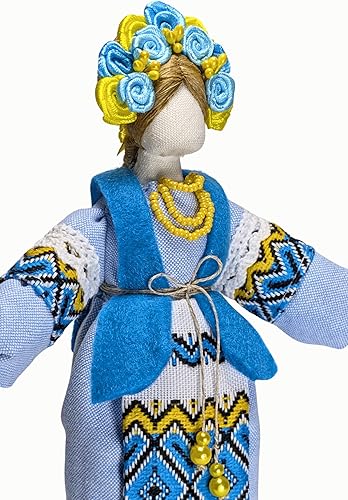 Miniatura 4 de Exclusiva muñeca coleccionable de Ucrania Motanka, diseño eslavo, hecha a mano, hecha a mano en Ucrania, 7.5 pulgadas (azul)