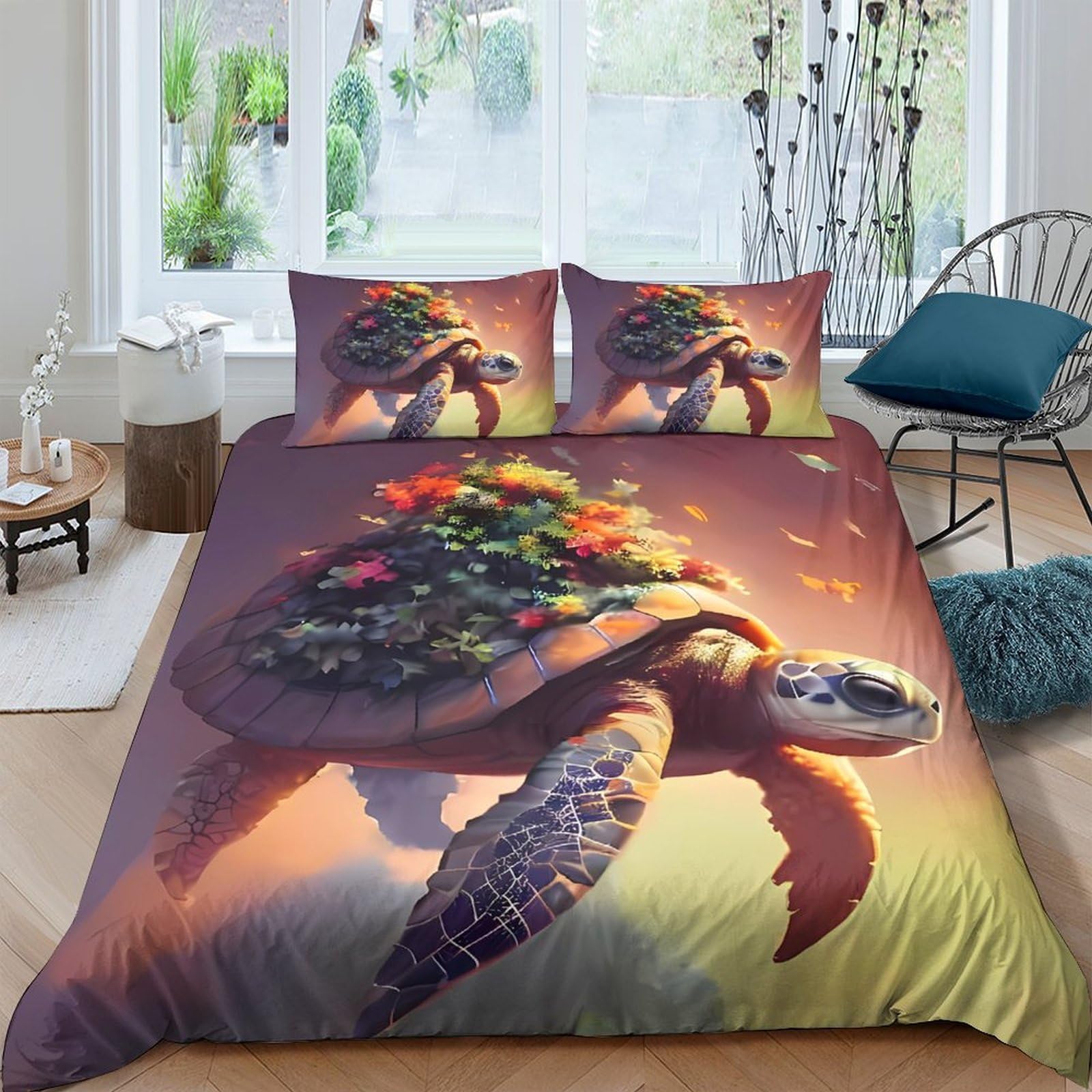 Ctjqhvkz Style-7 3D Printed Sea Turtle Fitted Sheet Microfiber Soft Breathable Ocean Coral Mattress Cover For Bedroom Dorm Decor Single（135X200cm）