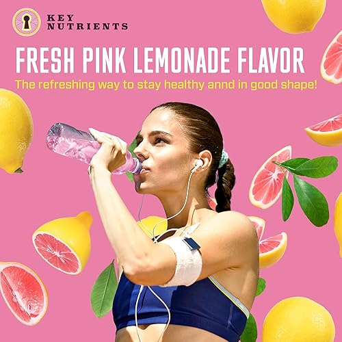 Miniatura 4 de KEY NUTRIENTS - Paquetes de hidratación de electrolitos, limonada rosa fresca, paquete de 20, polvo de hidratación de viaje, sin azúcar, sin