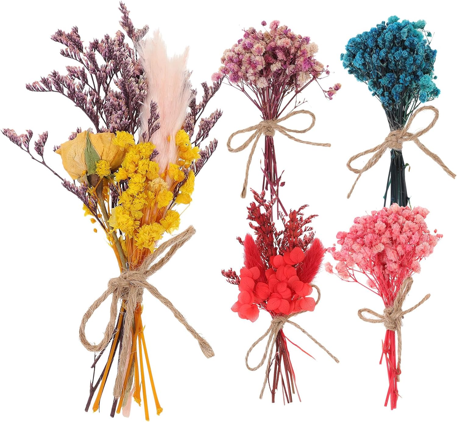 5pcs Mini Dried Flower Bouquets Natural Eternal Flowers Arrangement Decor for Home Decoration Photography Props DIY Craft Supplies