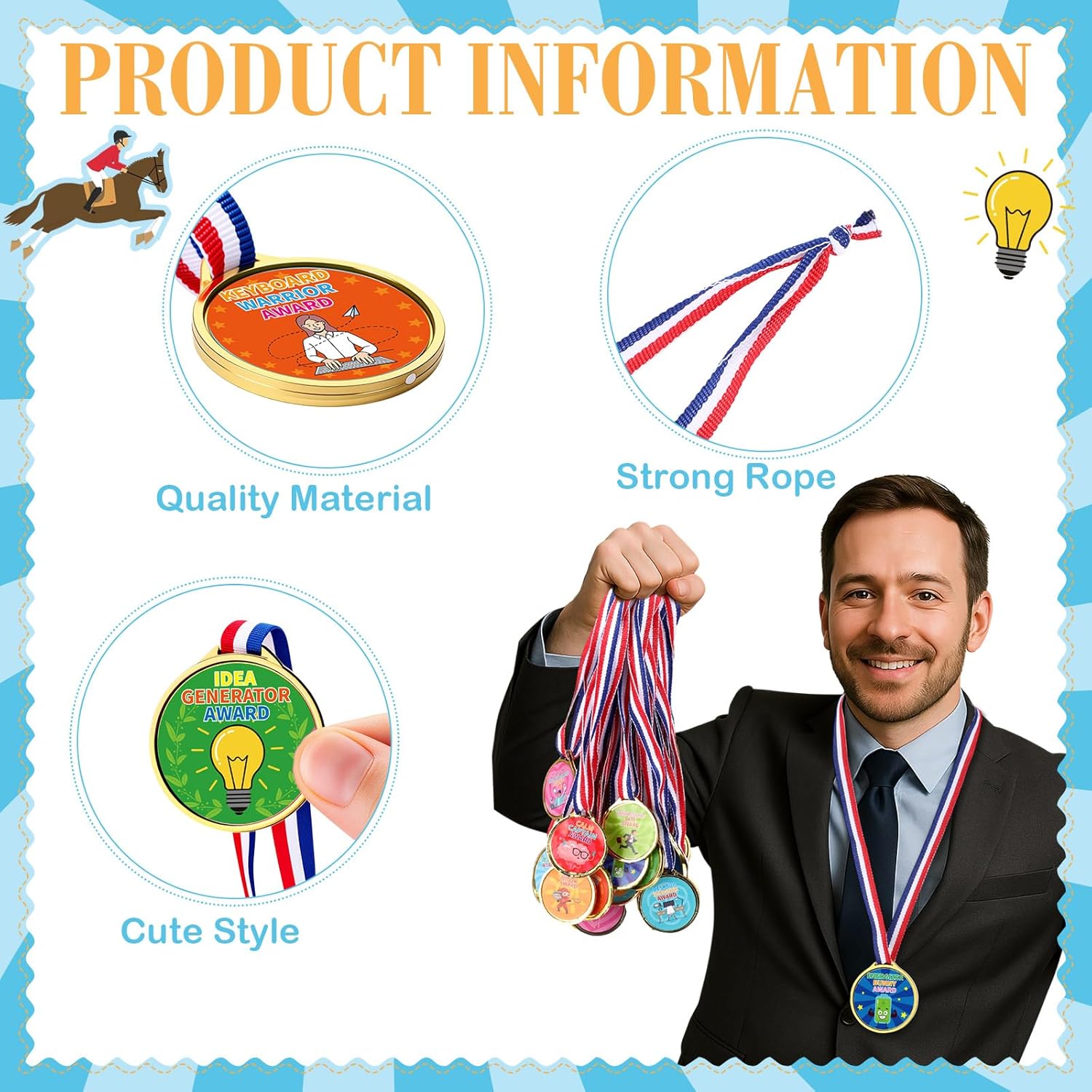 60 Pcs Funny Employee Appreciation Awards Gifts Bulk Gold Plastic Award Ribbon Medals for Employee Coworker Staff Teacher Nurse Office Team Sports Meeting Party Gift - Image 2