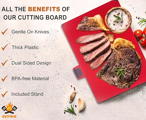 Miniatura 3 de Juego de 4 tablas de cortar no tóxicas con tijeras de primera calidad, tablas de cortar de plástico y goma sin BPA para artículos esenciales de