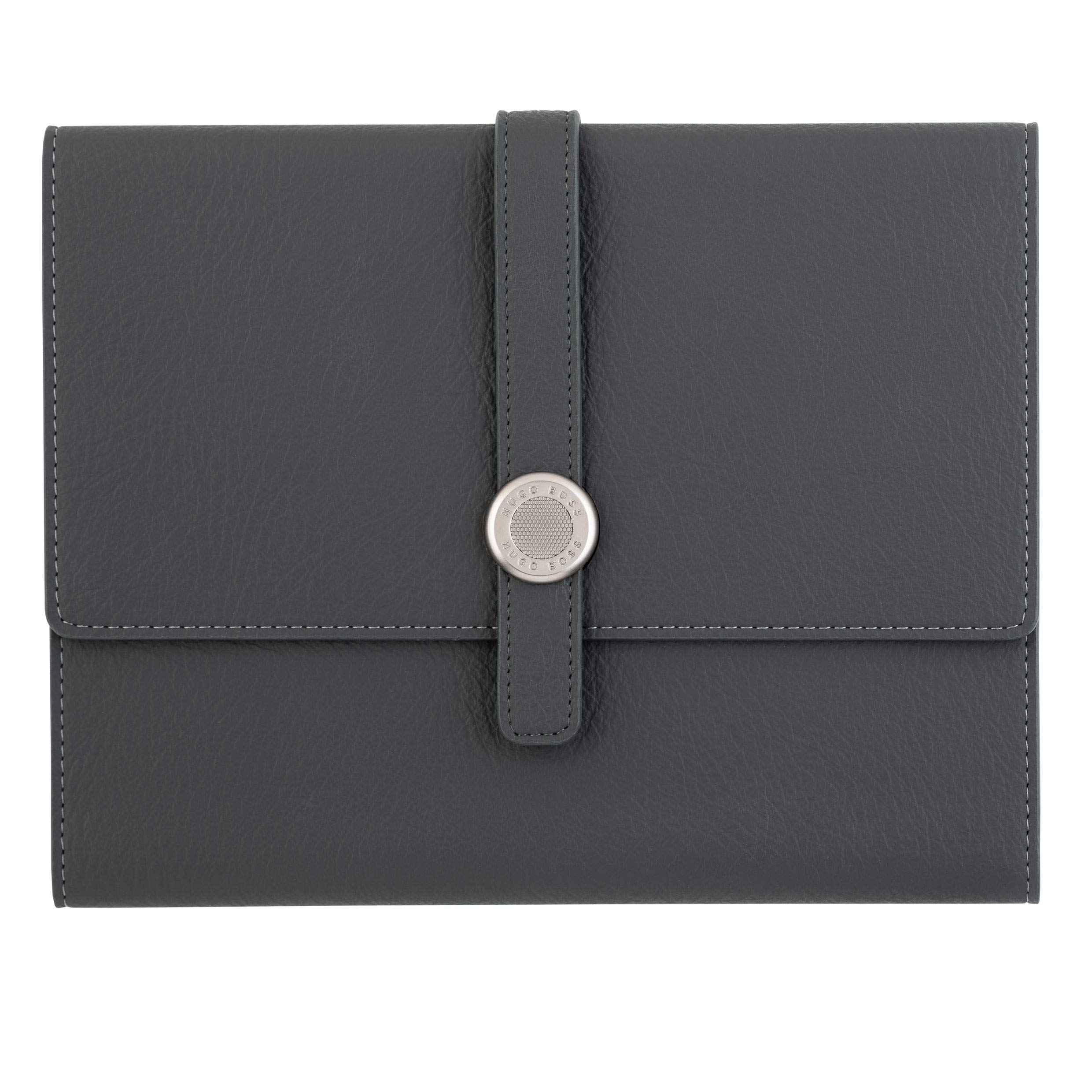 Hugo Boss A5 Schreibmappe Executive Grey Grau Polyurethane 40 Blatt Block, Maße: 170 x 230 x 20 mm HDM004H