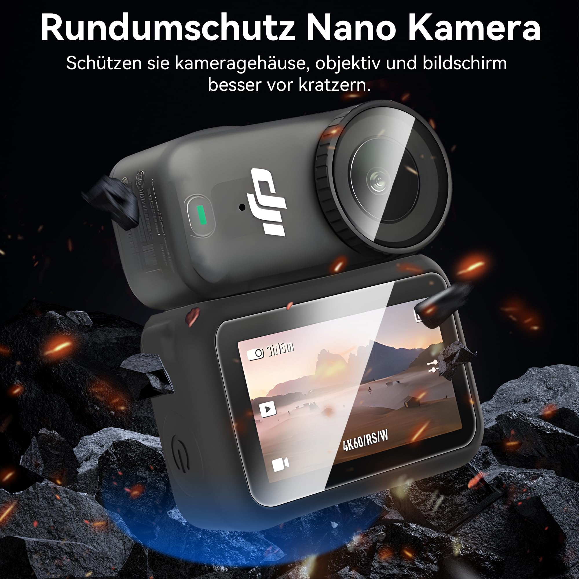 Osmo Nano Etui Silikonowe - Zestaw Akcesoriów z Folią Ochronną Obiektyw i Ekran Miękkie Silikonowe Etui Ochronne Odporne na Zarysowania i Wstrząsy do Akcesoriów do DJI Osmo Nano Aparatu